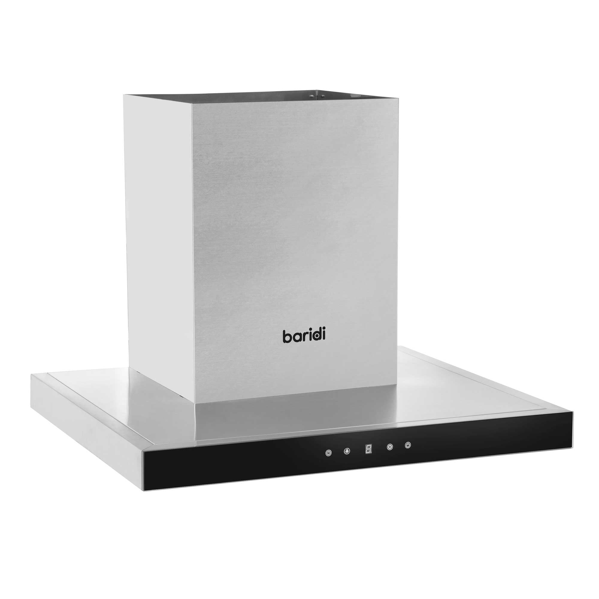 Baridi 60cm T Shape Chimney Cooker Hood with Carbon Filters, Stainless Steel - DH130 - Dellonda