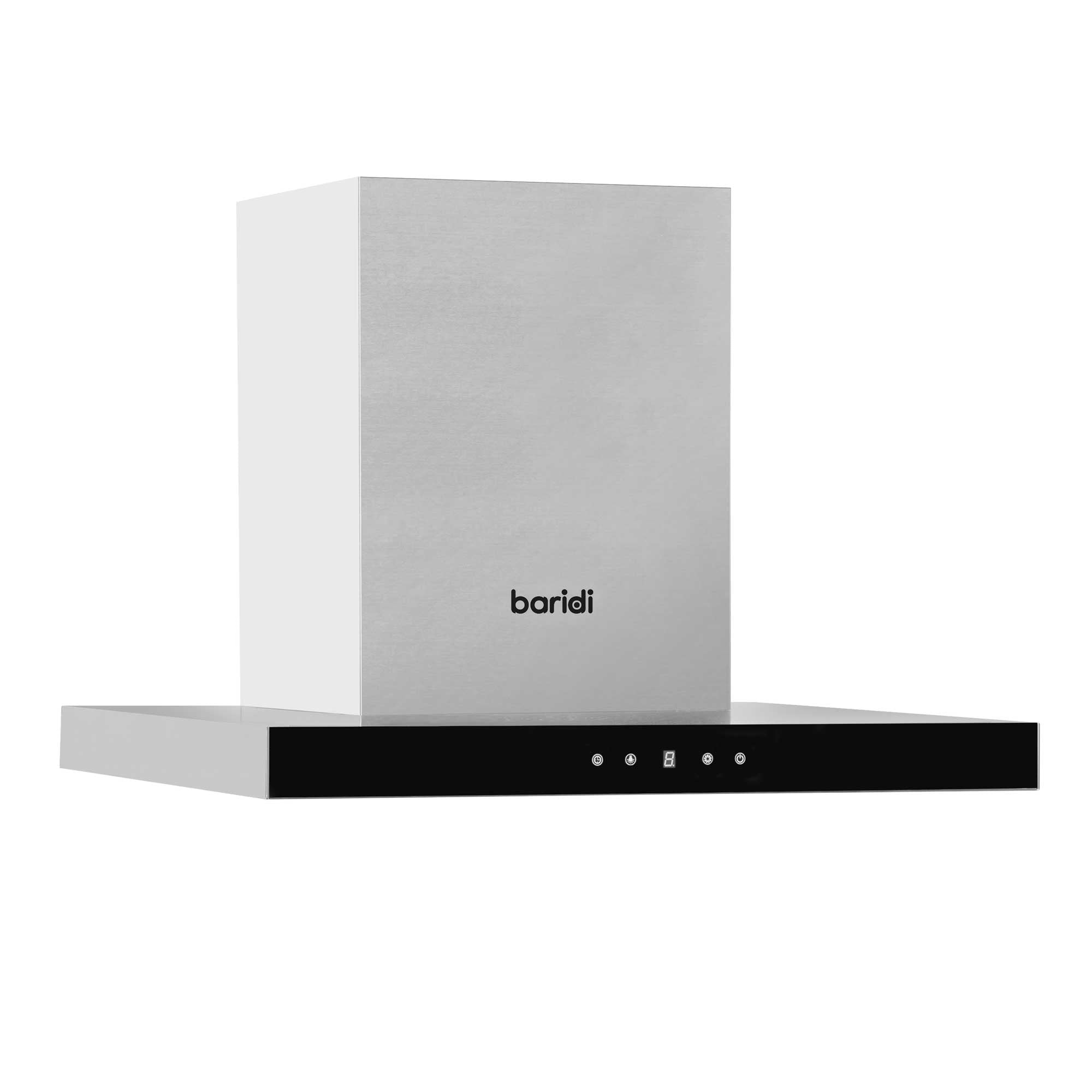 Baridi 60cm T Shape Chimney Cooker Hood with Carbon Filters, Stainless Steel - DH130 - Dellonda