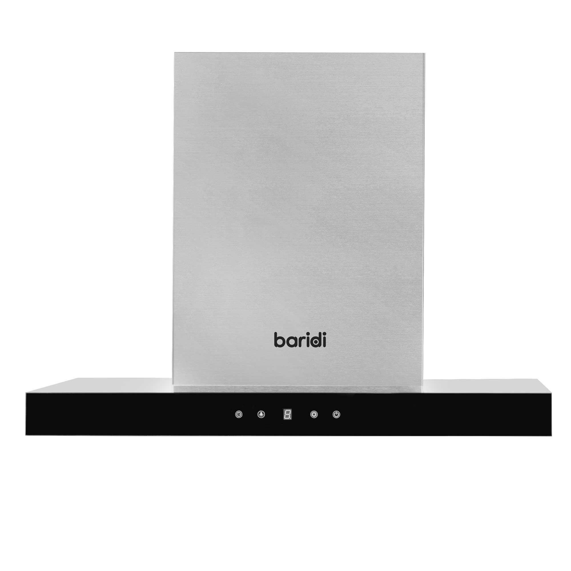 Baridi 60cm T Shape Chimney Cooker Hood with Carbon Filters, Stainless Steel - DH130 - Dellonda