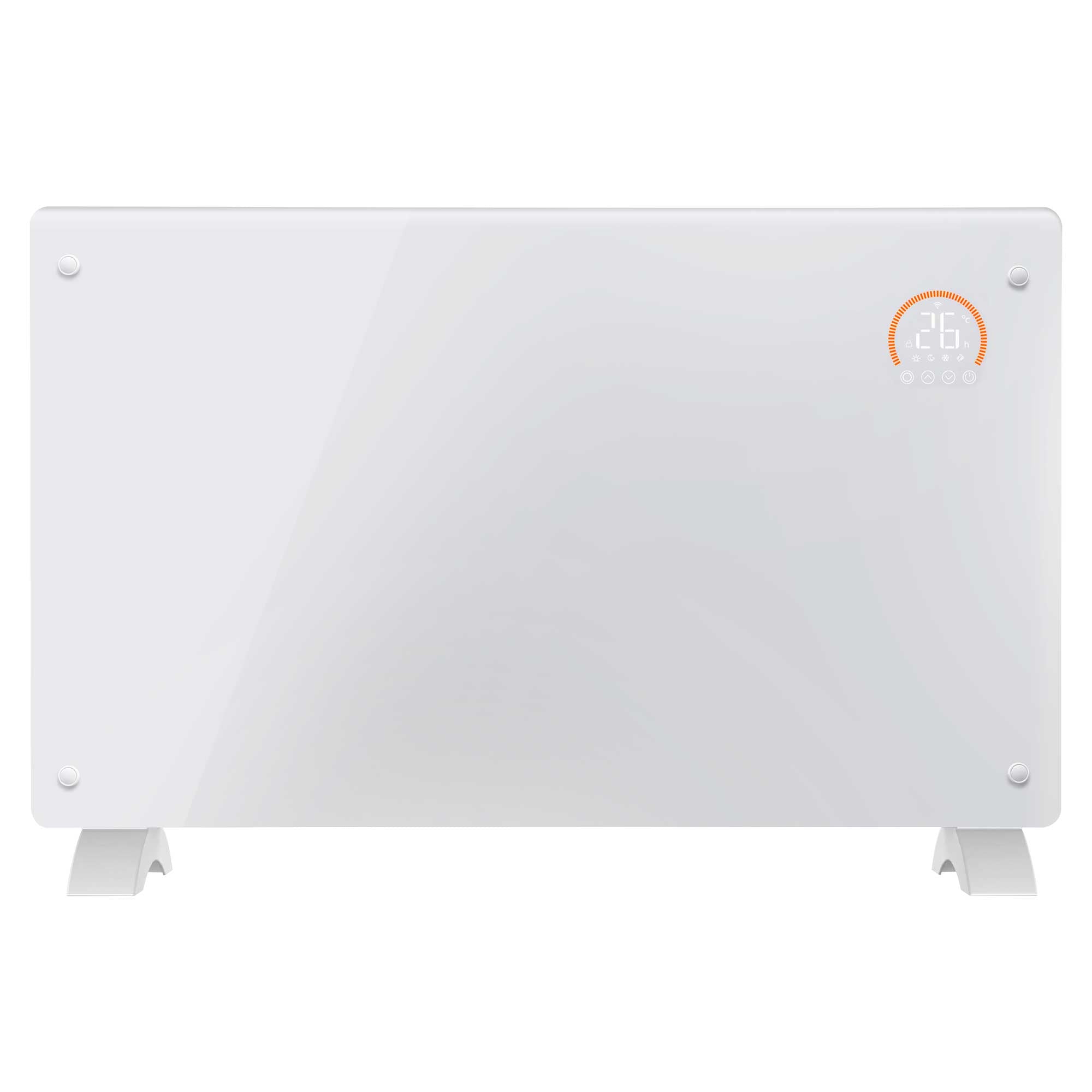 Baridi, Electric Glass Panel Heater, 2000W, 24/7 Timer, Wi-Fi Enabled, Remote Control, White, DH140 - Dellonda