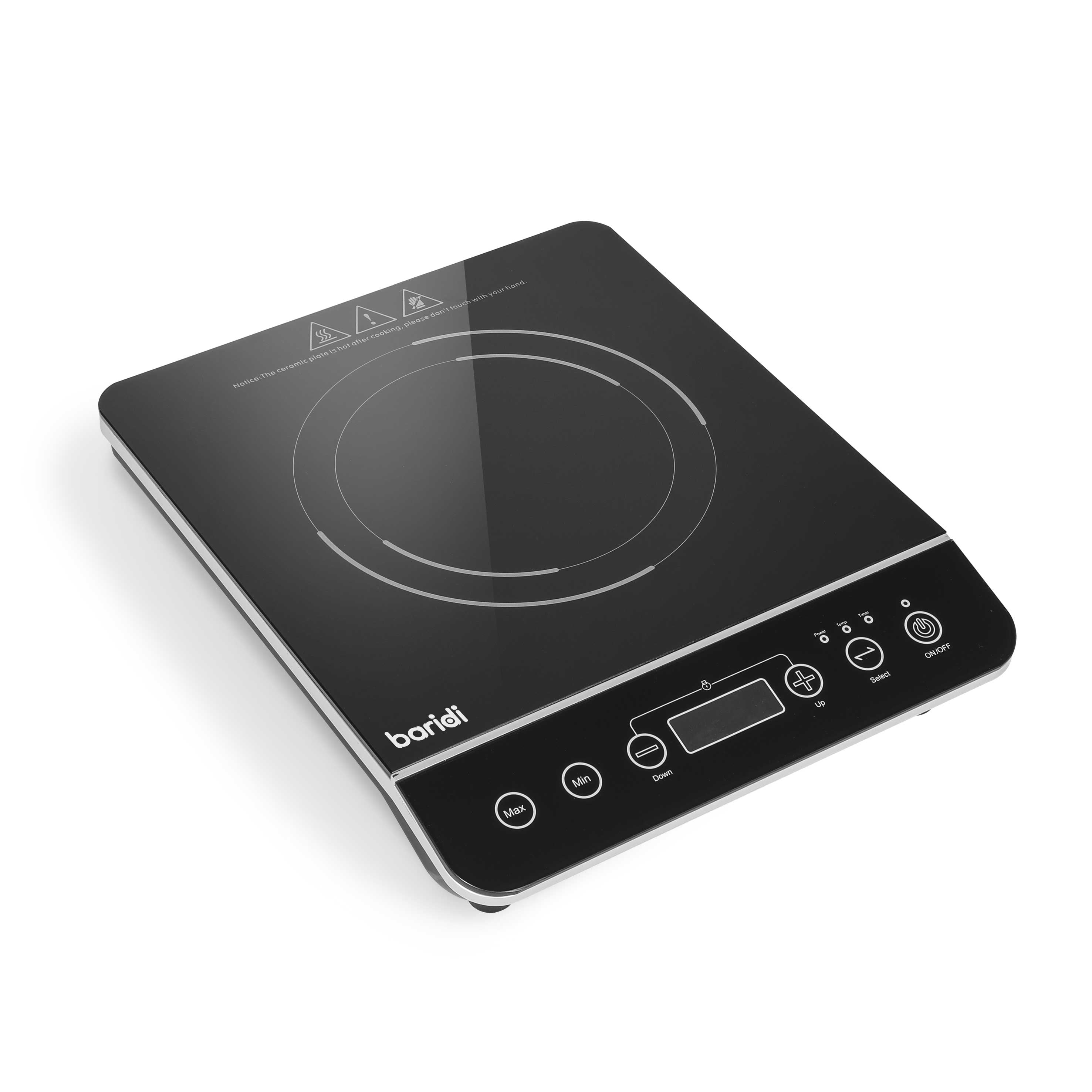 Baridi Portable Induction Hob: Single Zone, 2000W, 10 Power Settings, Timer Function, Black - DH145