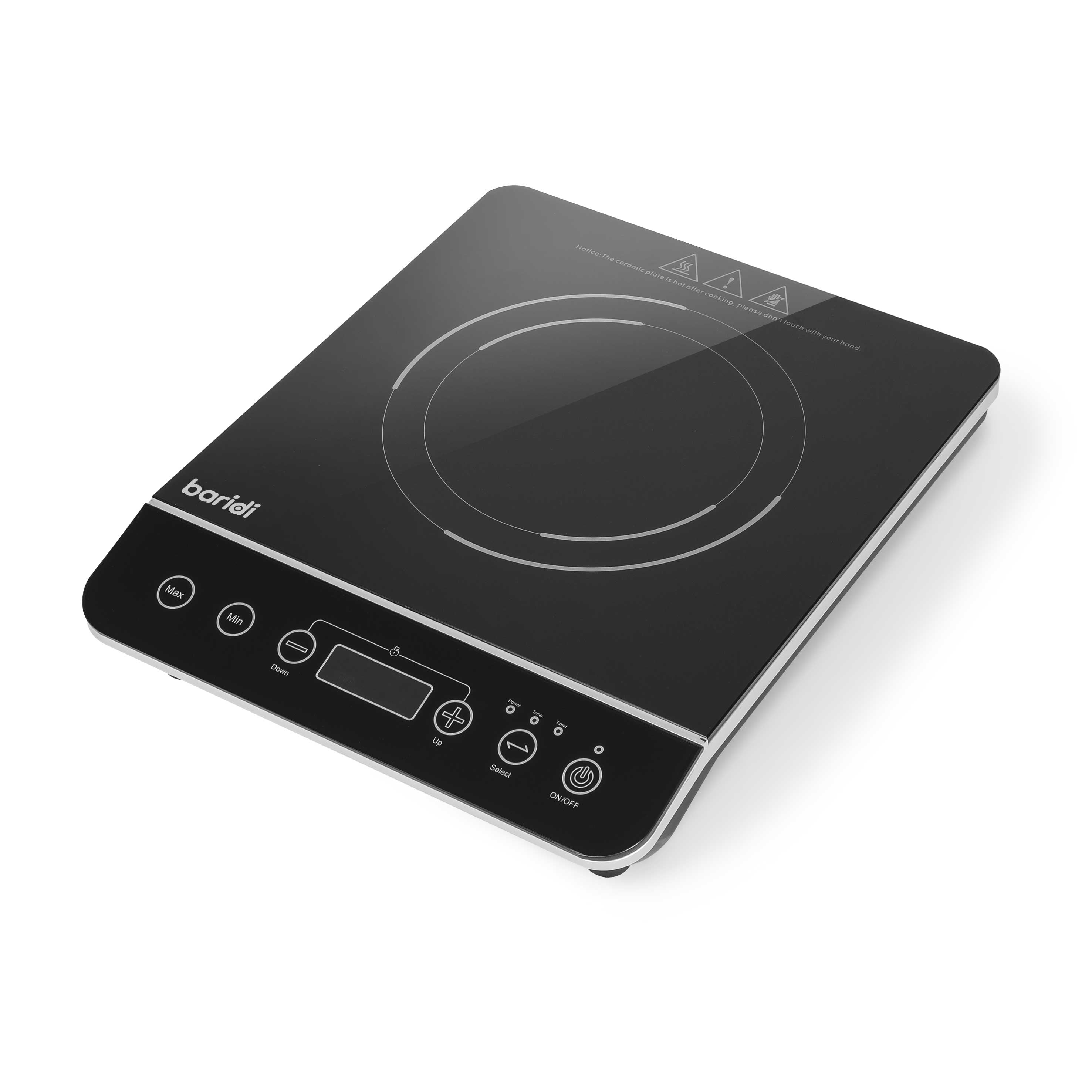 Baridi Portable Induction Hob: Single Zone, 2000W, 10 Power Settings, Timer Function, Black - DH145