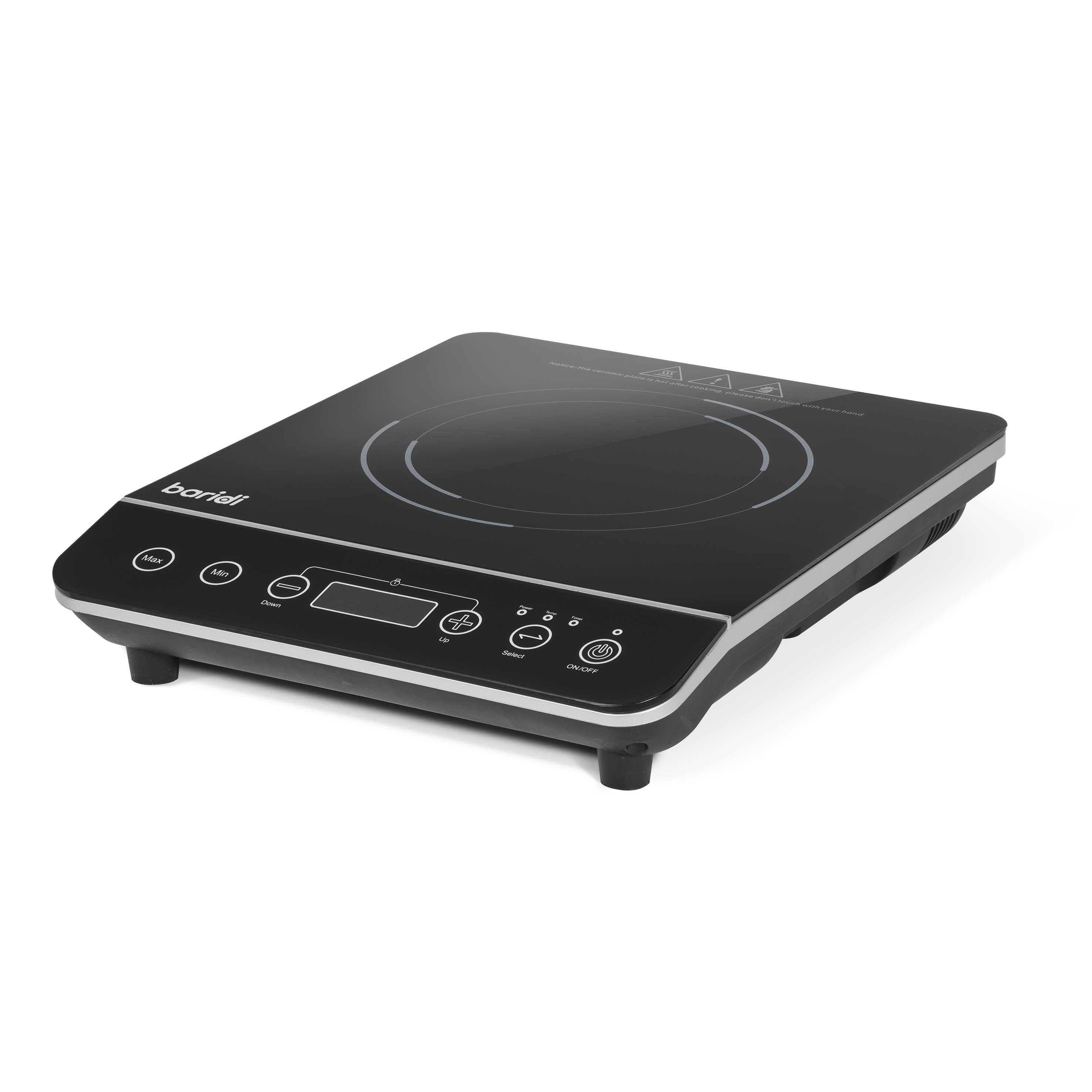 Baridi Portable Induction Hob: Single Zone, 2000W, 10 Power Settings, Timer Function, Black - DH145