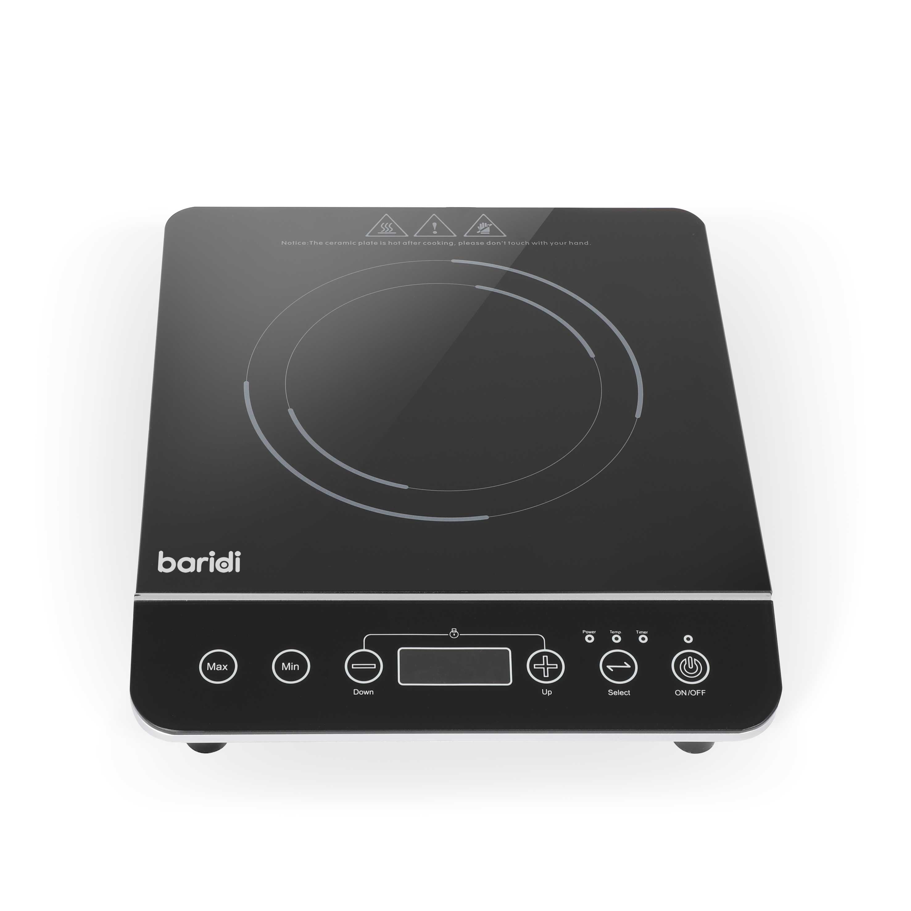 Baridi Portable Induction Hob: Single Zone, 2000W, 10 Power Settings, Timer Function, Black - DH145