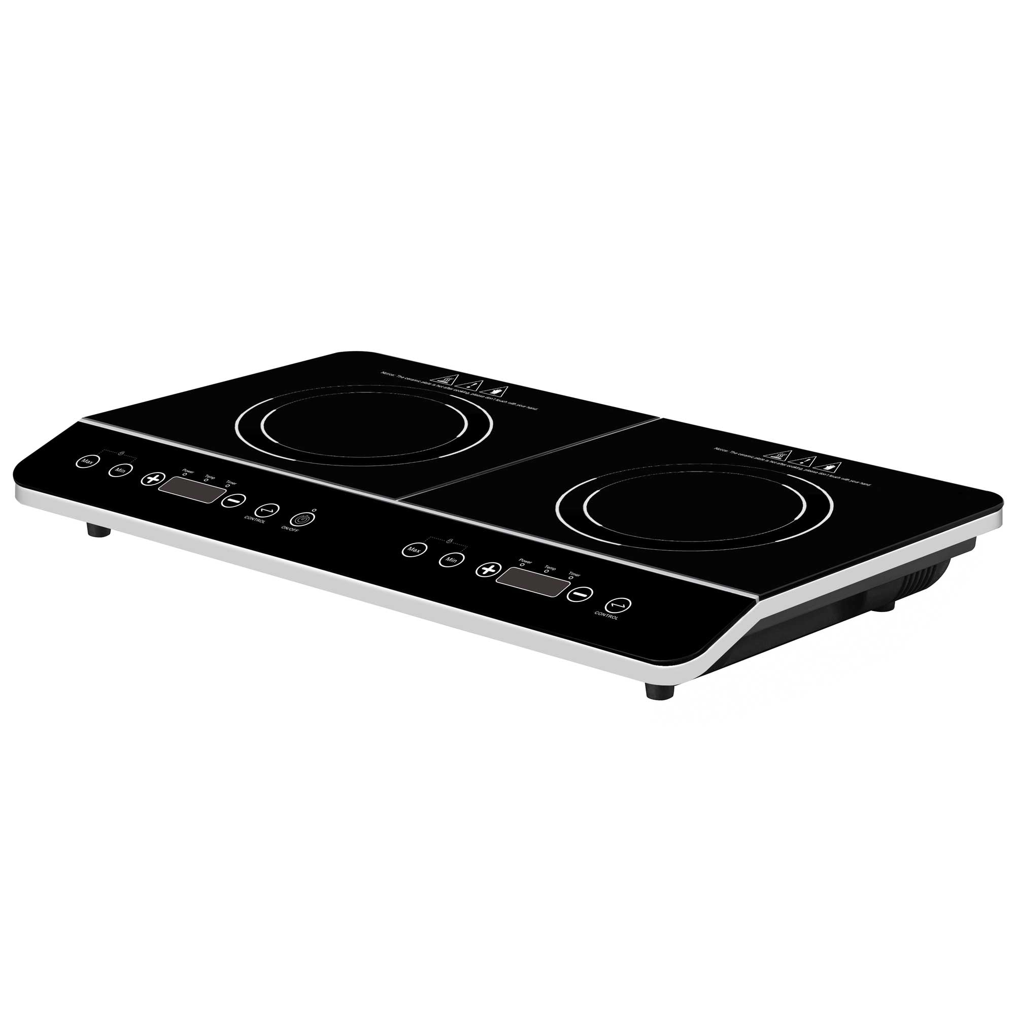 Baridi Portable Induction Hob: Two Zone, 2800W, 10 Power Settings, Timer Function, Black - DH146