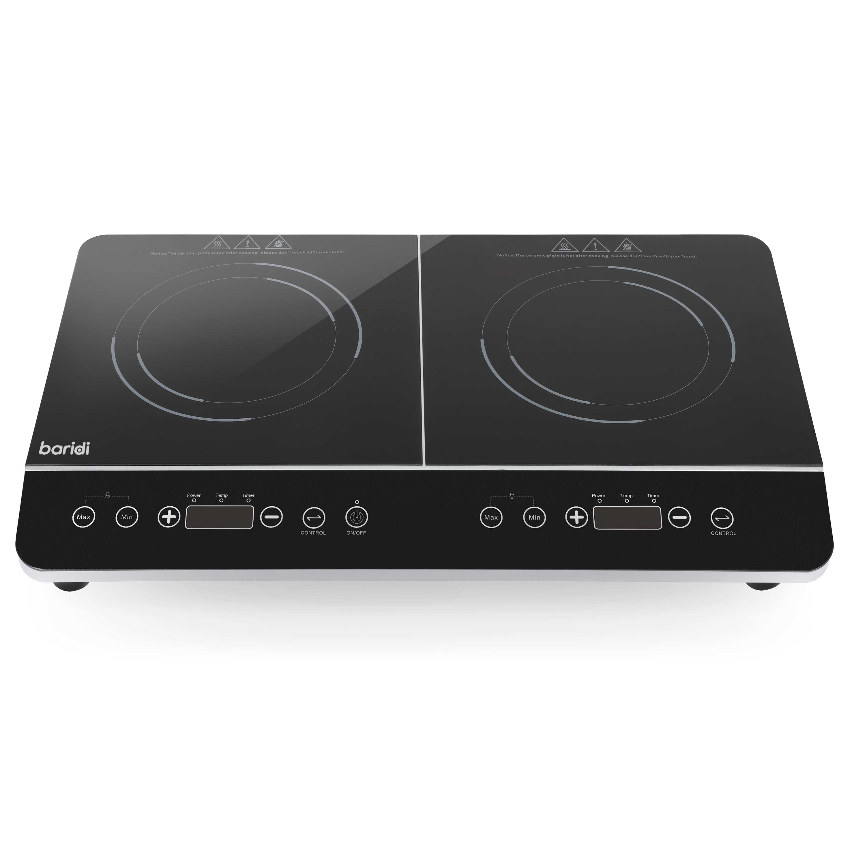 Baridi Portable Induction Hob: Two Zone, 2800W, 10 Power Settings, Timer Function, Black - DH146