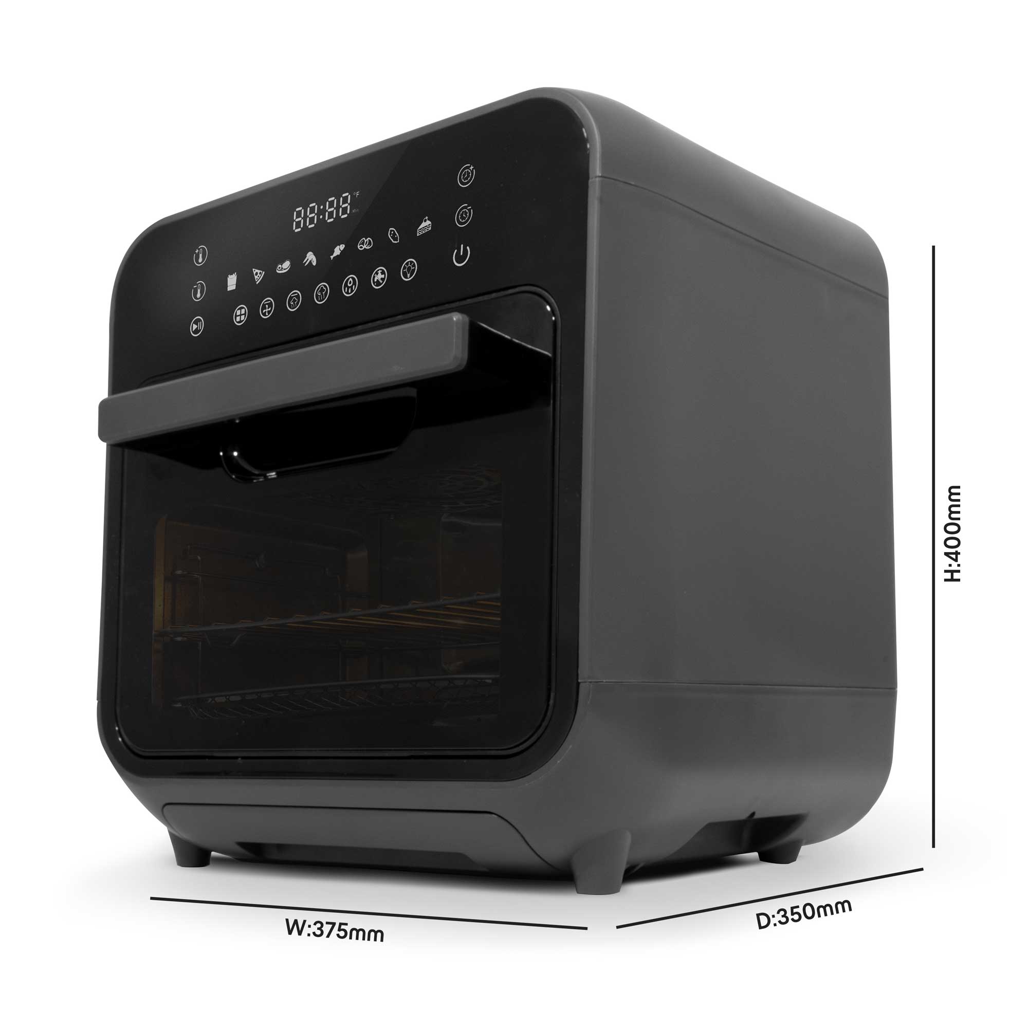 Baridi Steam Air Fryer Oven Combi, Self-Cleaning, 8 Preset Functions, 1635W, 15L, Black - DH171