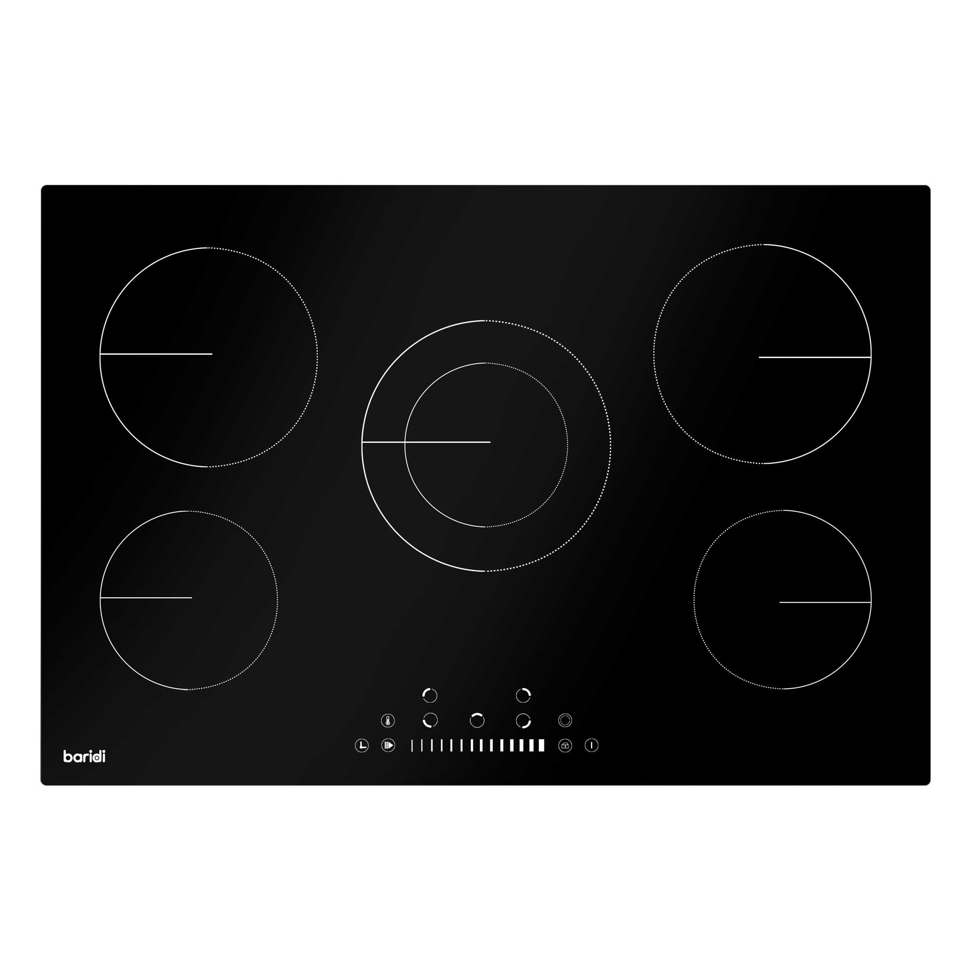 77cm Ceramic Hob with 5 Cooking Zones, Slider Touch Control, Timer Setting, 8200W - DH175 - Dellonda