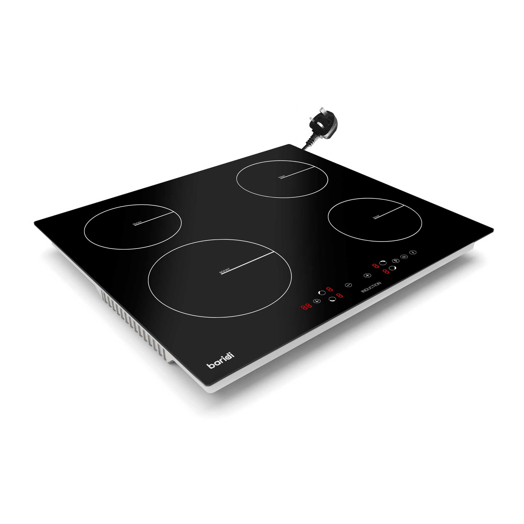 Baridi 60cm 4 Zone Induction Hob, Boost Function, 9 Settings, Touch Control, 13A Plug, 2800W - DH177