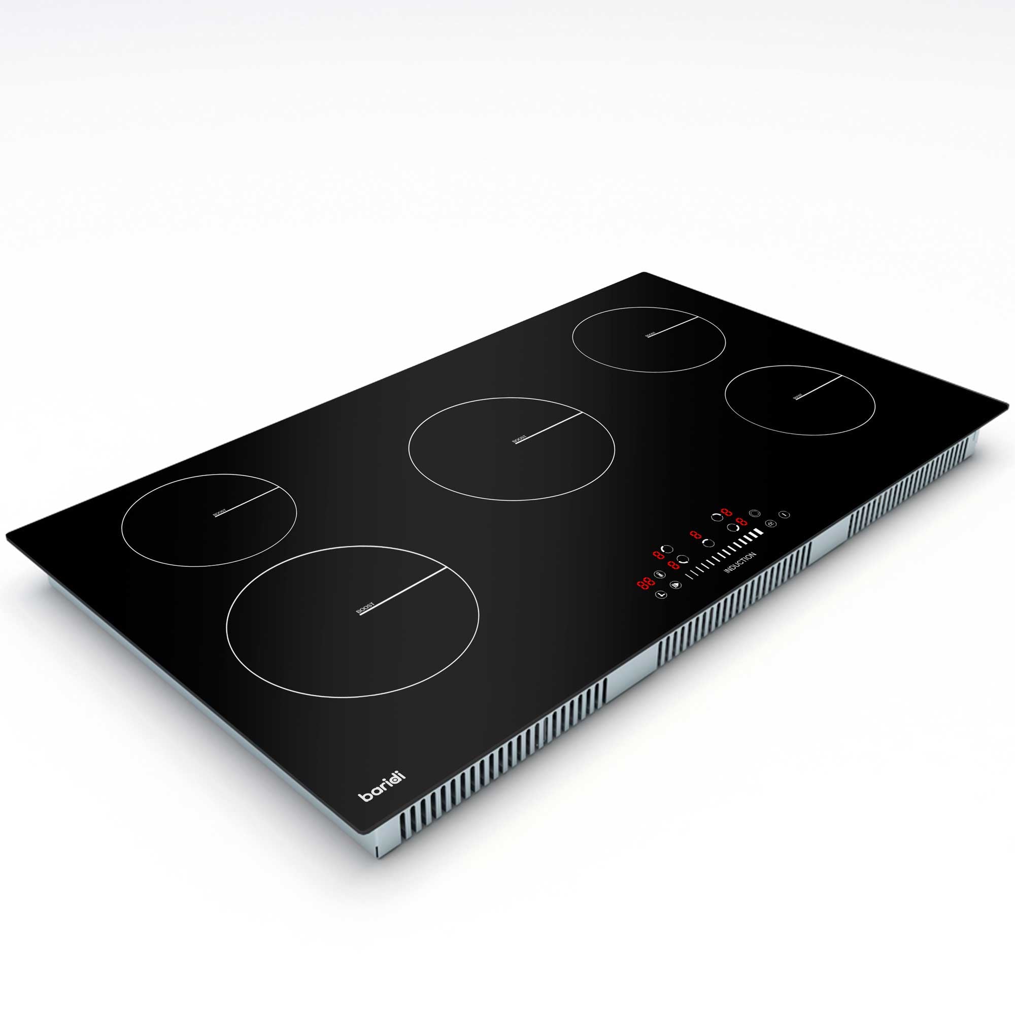 90cm Induction Hob, 5 Cooking Zones, Boost Function, 9 Settings, Slider Touch Control, 9300W - DH180 - Dellonda