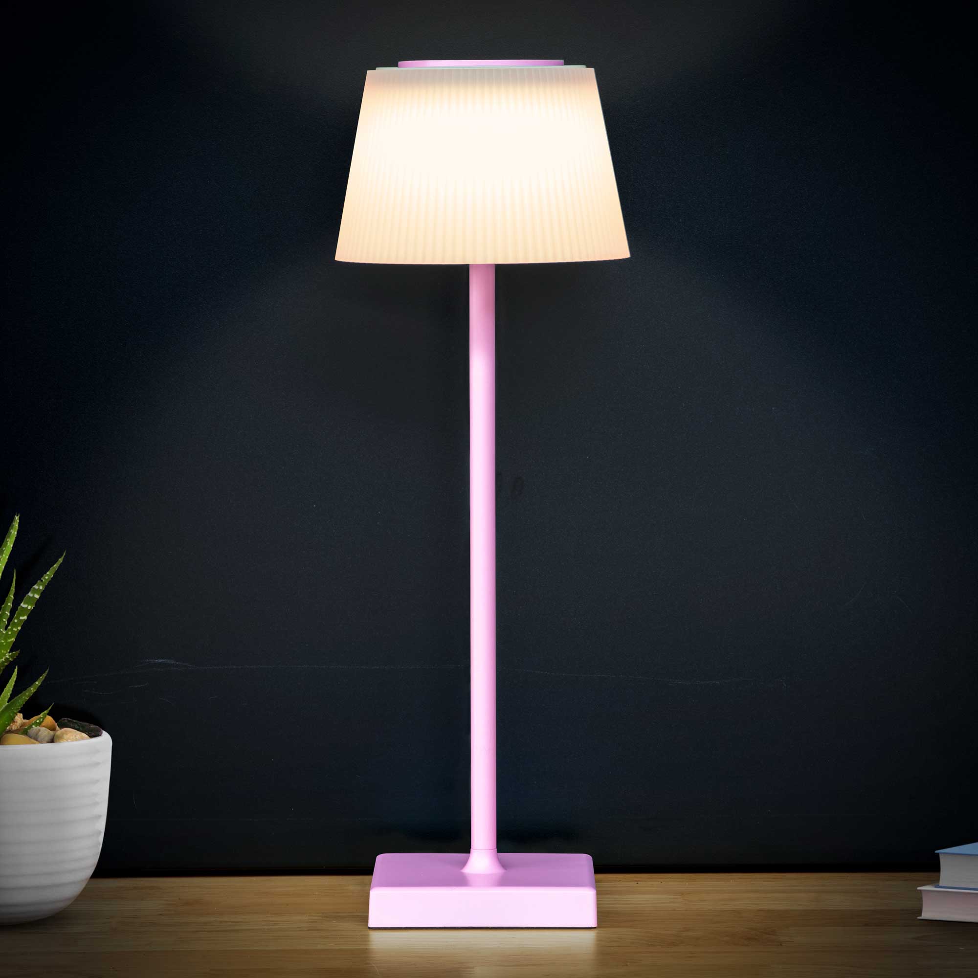 Rechargeable Table Lamp for Home, Office, Restaurants, RGB Colours - Pink - DH215