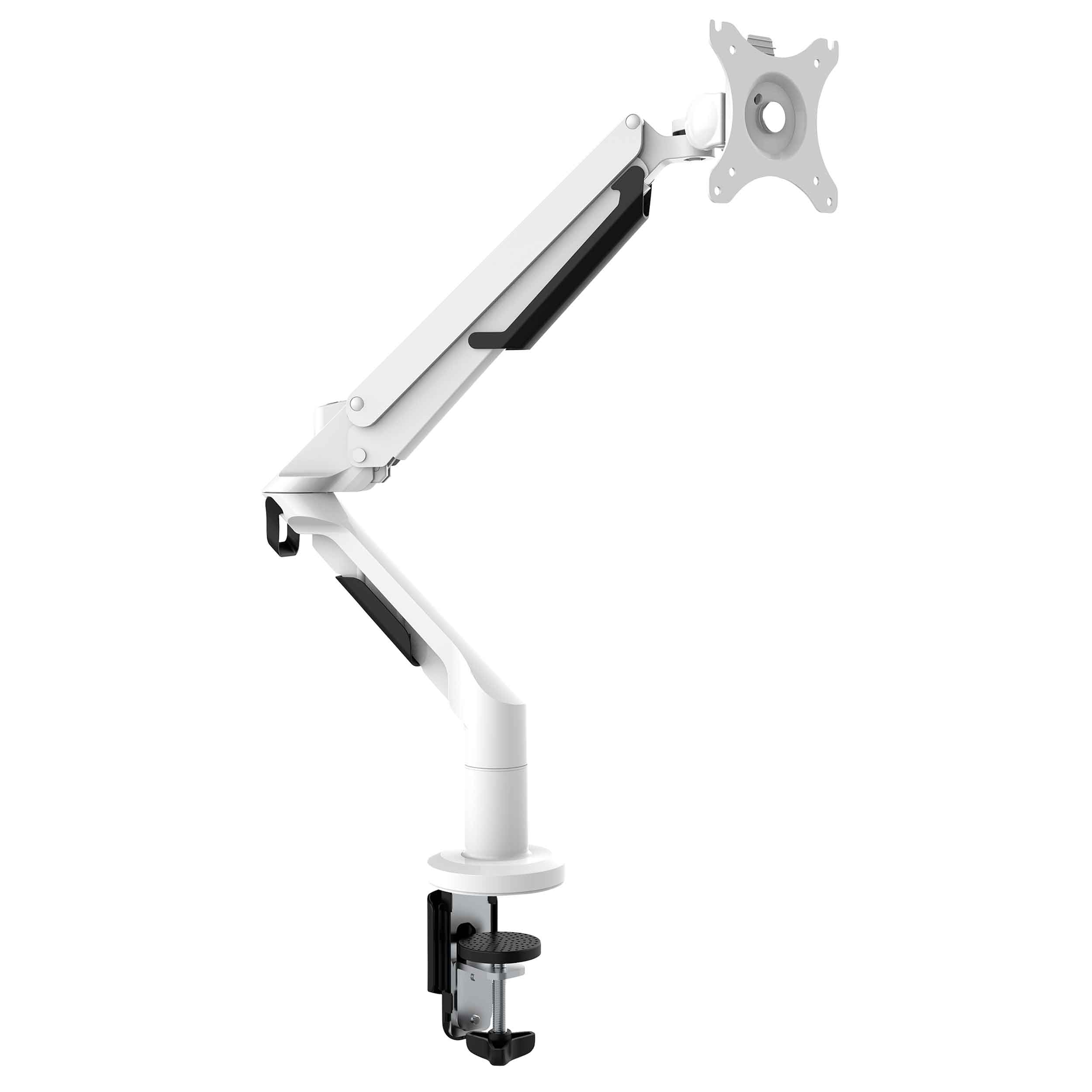 Adjustable & Rotating Single Monitor Arm, 12kg Load Capacity, 17-36" Screens - White - DH26 - Dellonda