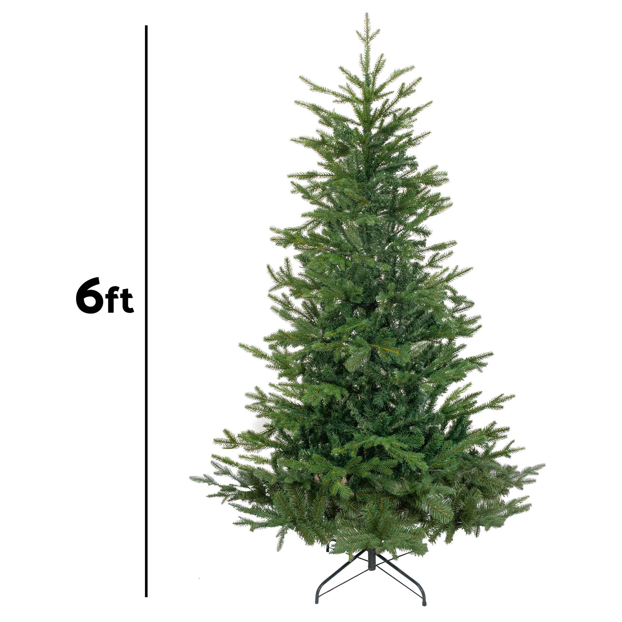 Artificial 6ft/180cm Hinged Christmas Tree with 1200+ PE Tips & PVC Interior - DH45 - Dellonda