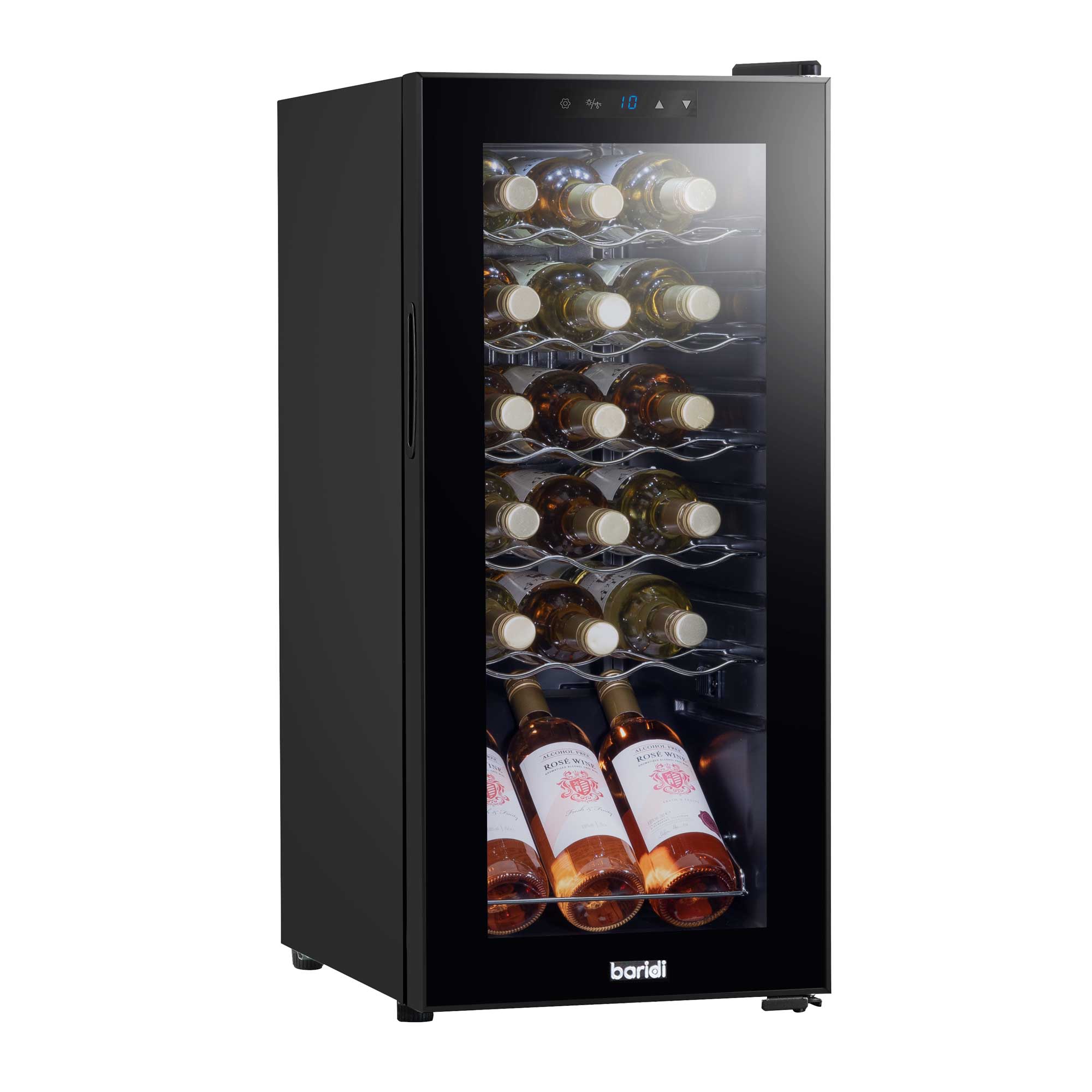 Baridi 18 Bottle Wine Cooler Fridge with Digital Touch Screen Controls & LED Light, Black - DH6 - Dellonda