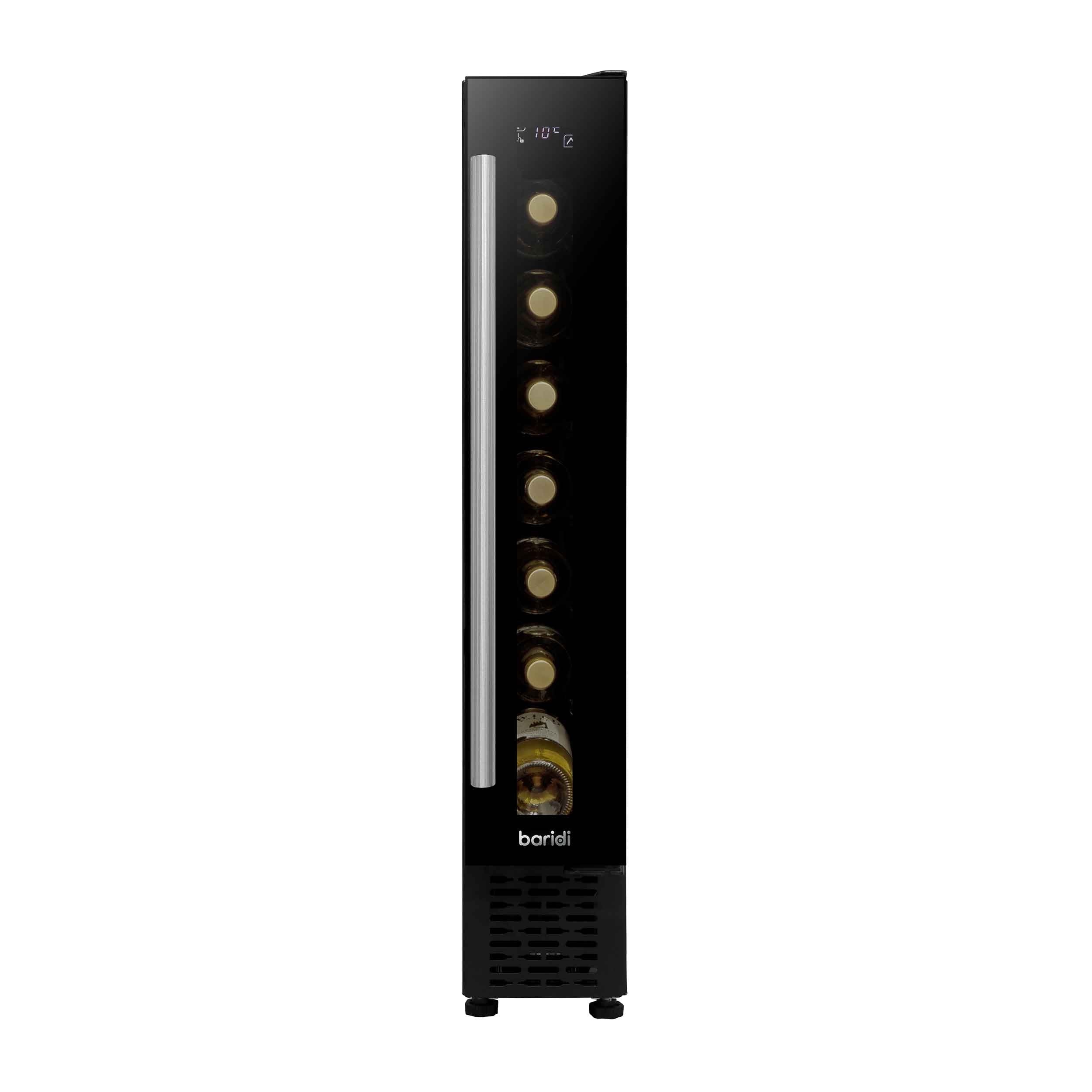 Baridi 7 Bottle 15cm Slim Wine Cooler with Digital Touch Screen Controls, Black - DH76 - Dellonda