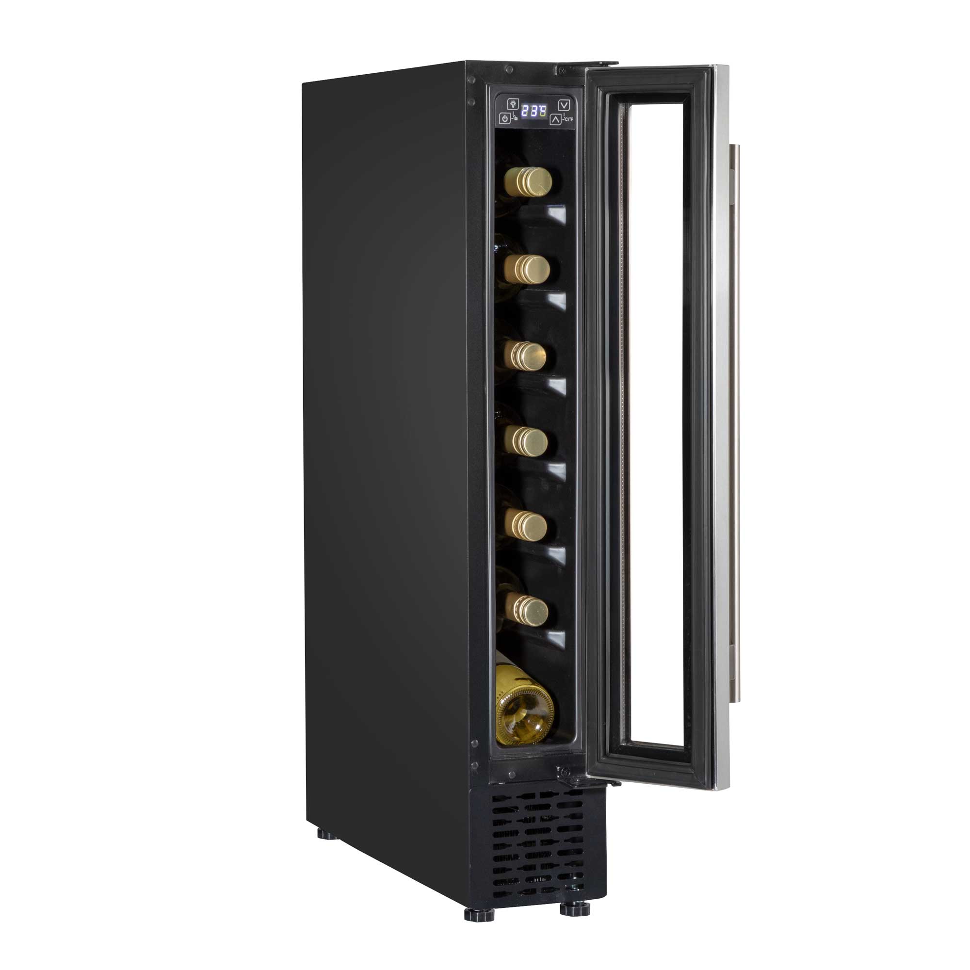 Baridi 7 Bottle 15cm Slim Wine Cooler with Digital Touch Screen Controls, Stainless Steel - DH77 - Dellonda