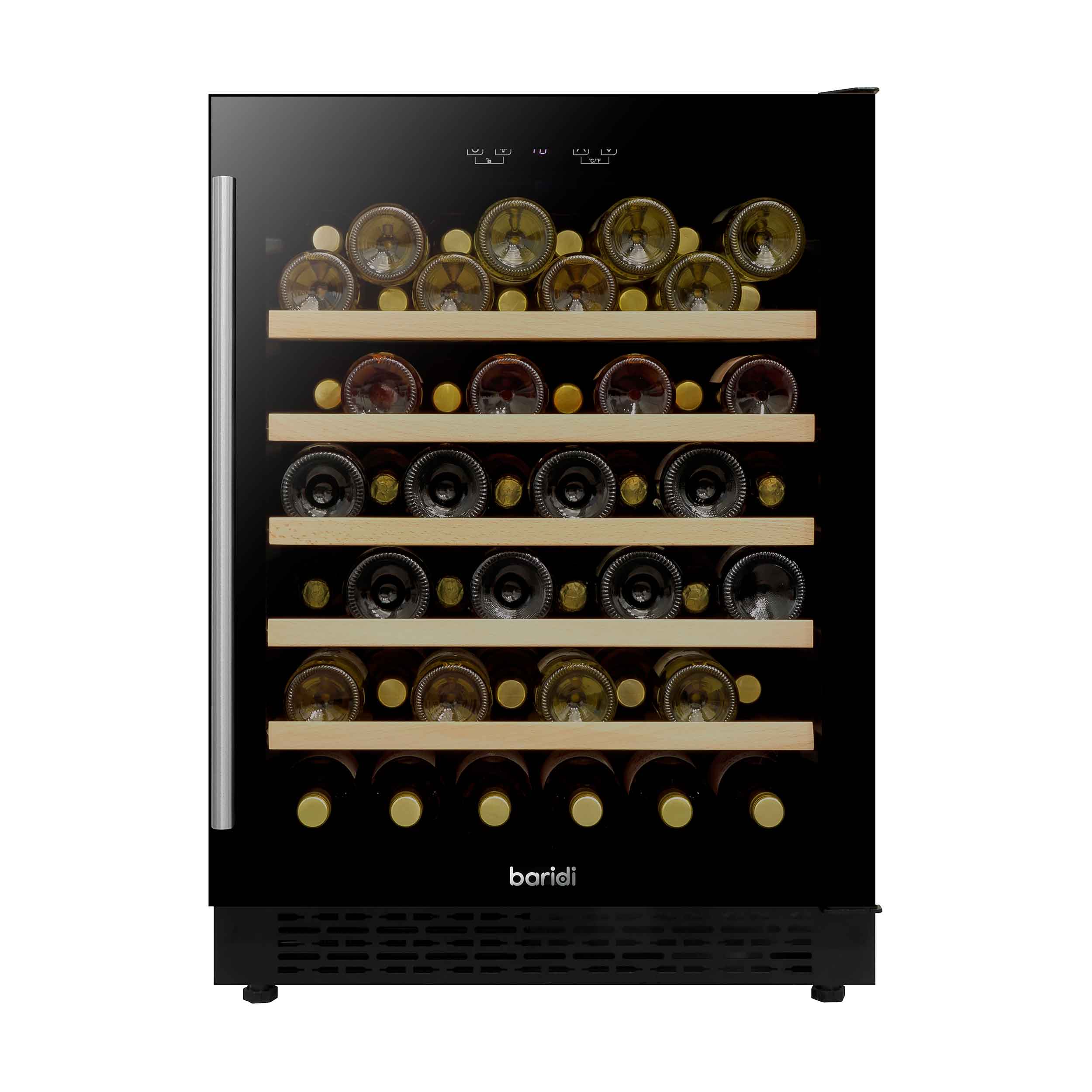 Baridi 54 Bottle Wine Cellar Fridge with Digital Touch Screen Controls, Black - DH78 - Dellonda