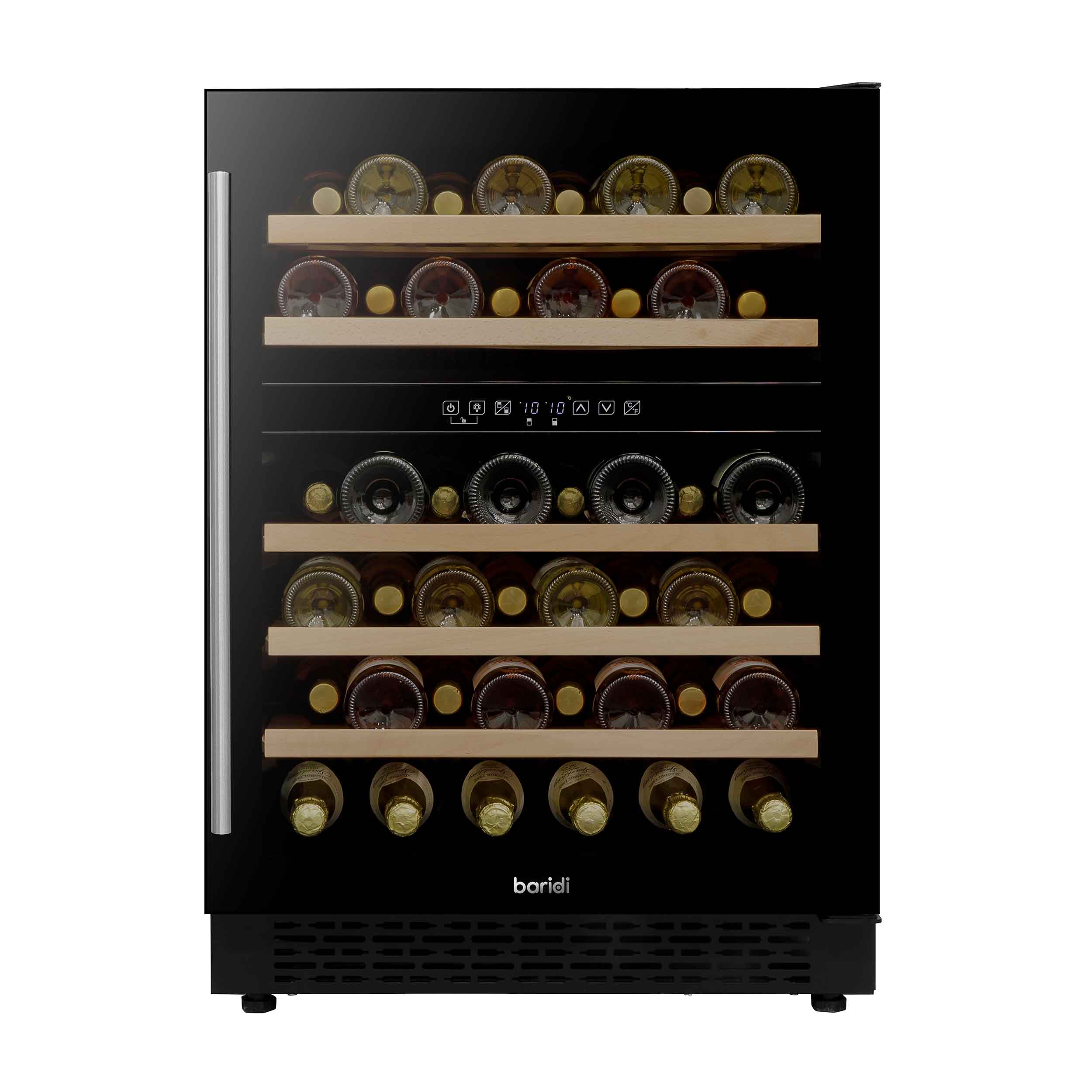 Baridi 46 Bottle Dual Zone Wine Cellar Fridge with Digital Touch Screen Controls, Black - DH79 - Dellonda