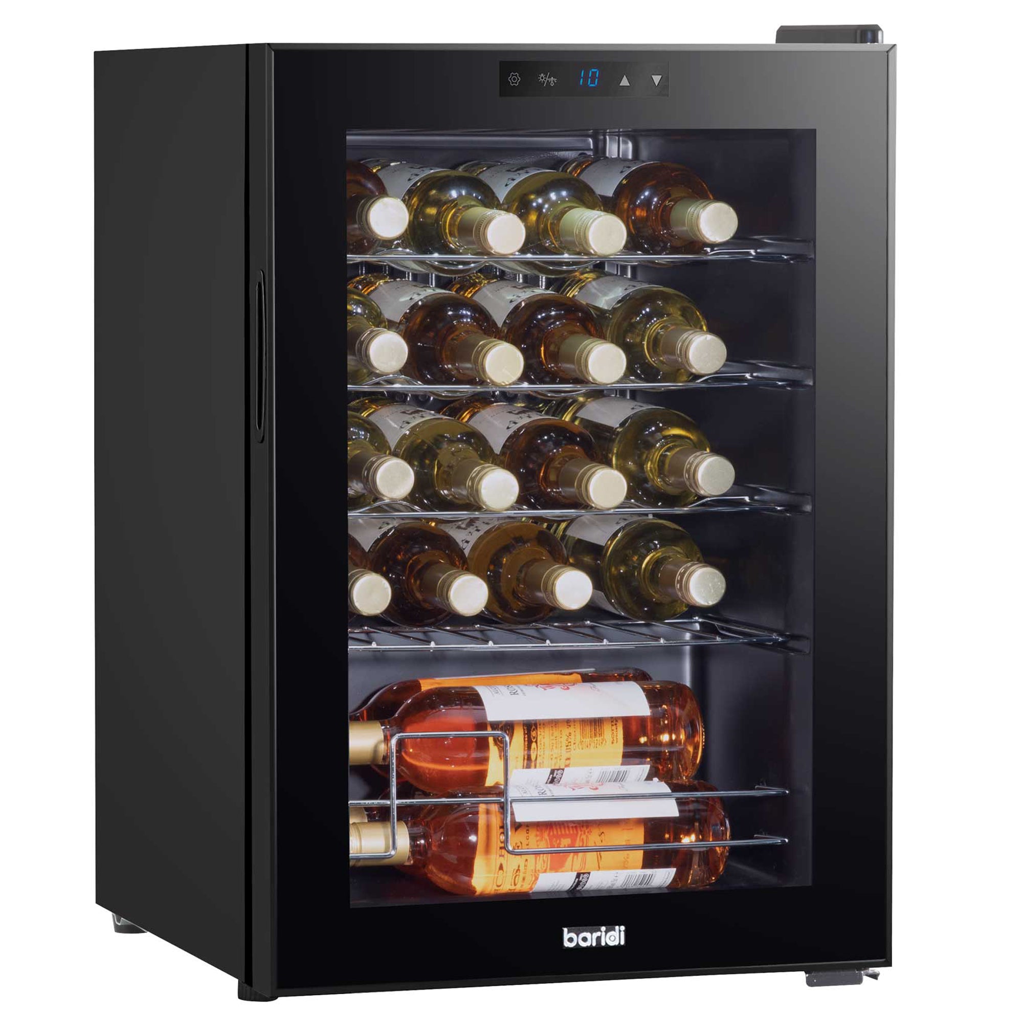 Baridi 20 Bottle Wine Cooler Fridge with Digital Touch Screen Controls & LED Light, Black - DH8 - Dellonda