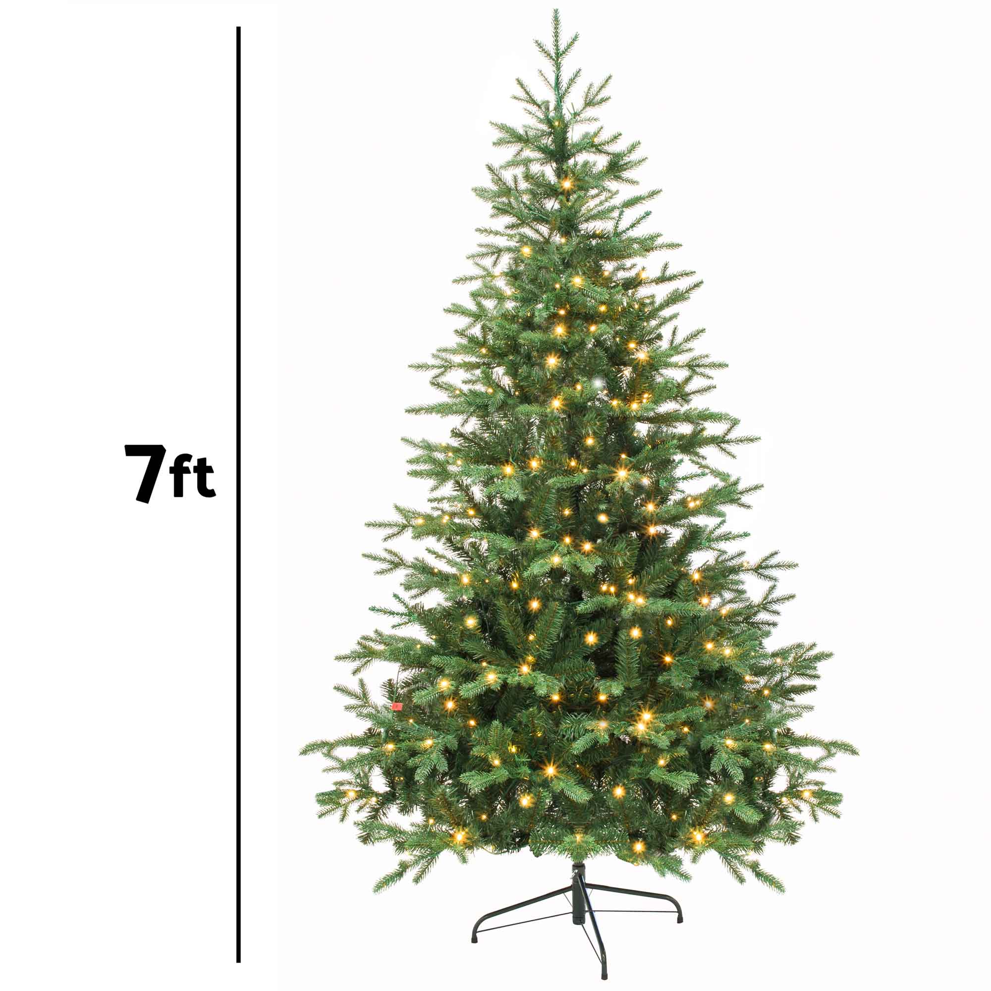 Pre-Lit 7ft Hinged Christmas Tree with Warm White LED Lights & PE/PVC Tips - DH82 - Dellonda