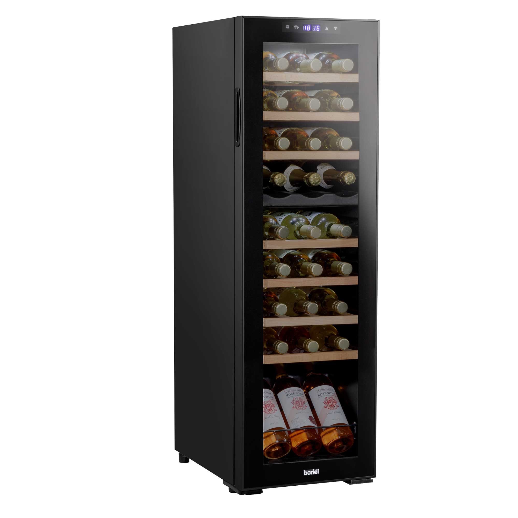 Baridi 27 Bottle Dual Zone Wine Cooler, Fridge, Touch Screen Controls, Wooden Shelves, LED - Black - DH90 - Dellonda