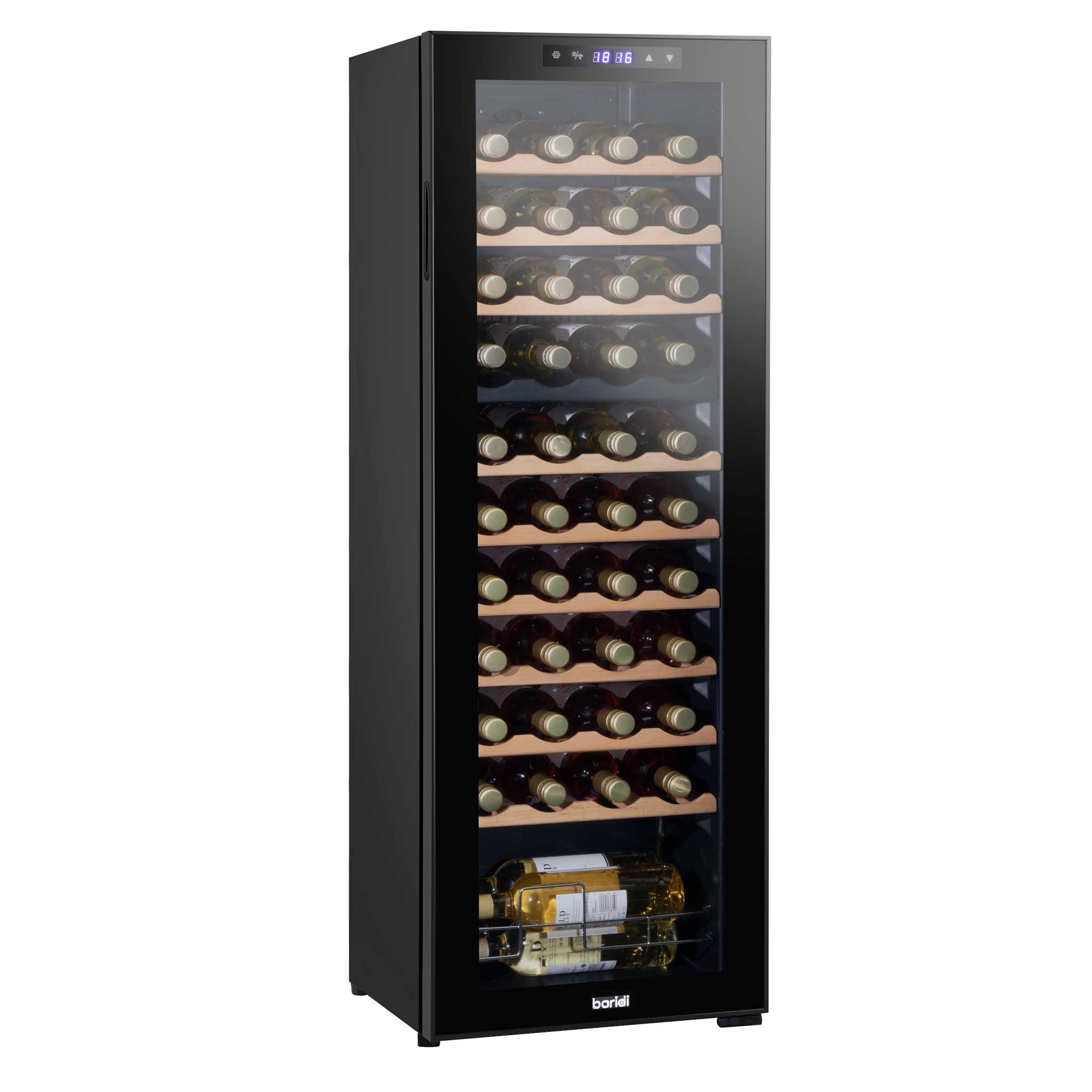 Baridi 44 Bottle Dual Zone Wine Cooler, Fridge, Touch Screen Controls, Wooden Shelves, LED - Black - DH92 - Dellonda