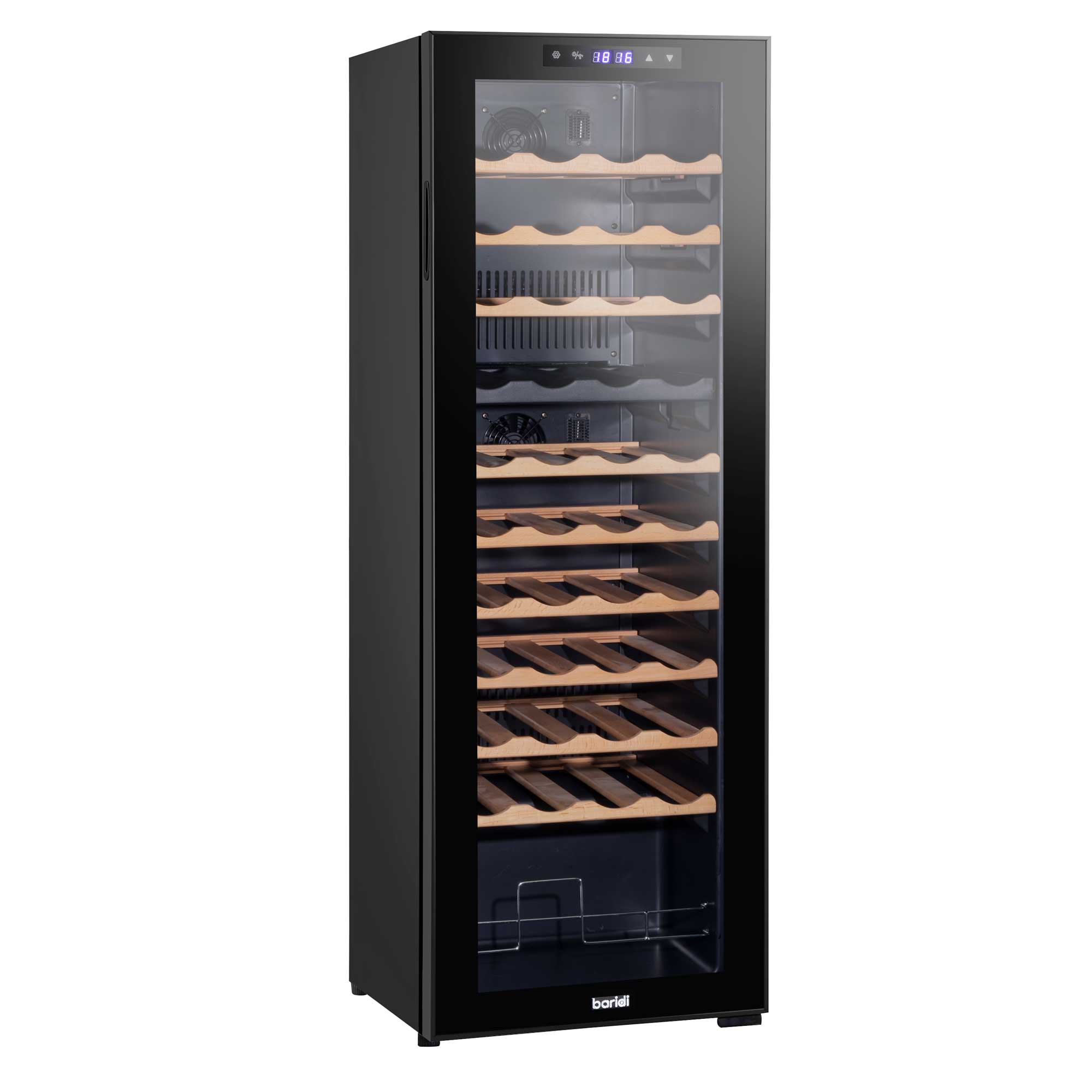 Baridi 44 Bottle Dual Zone Wine Cooler, Fridge, Touch Screen Controls, Wooden Shelves, LED - Black - DH92 - Dellonda