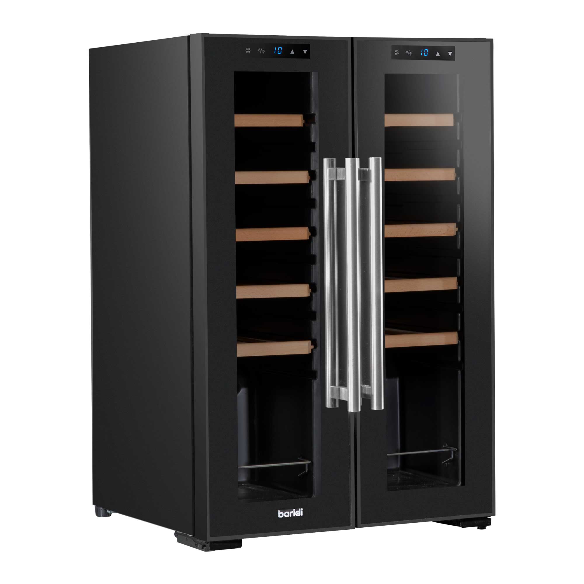 Baridi 24 Bottle Dual Zone Wine Cooler, Fridge, Touch Screen, LED Light Black and Mirror Glass Door - DH97 - Dellonda