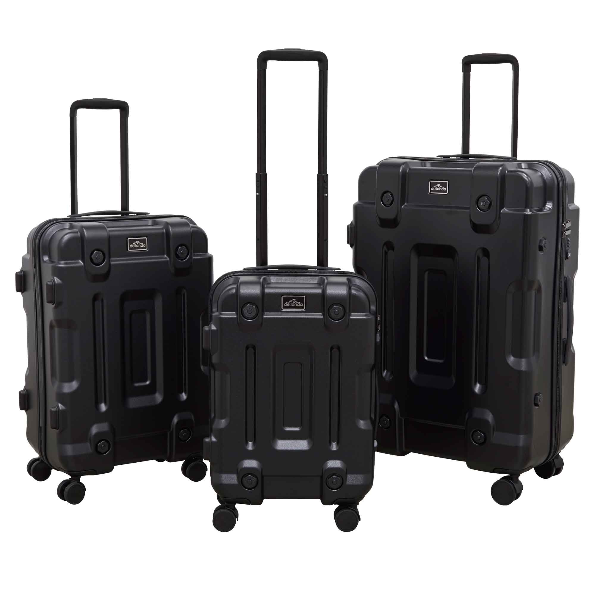 3-Piece Lightweight ABS/PC Luggage Set with TSA Lock  - 20", 24", 28" - Black - DL10 - Dellonda