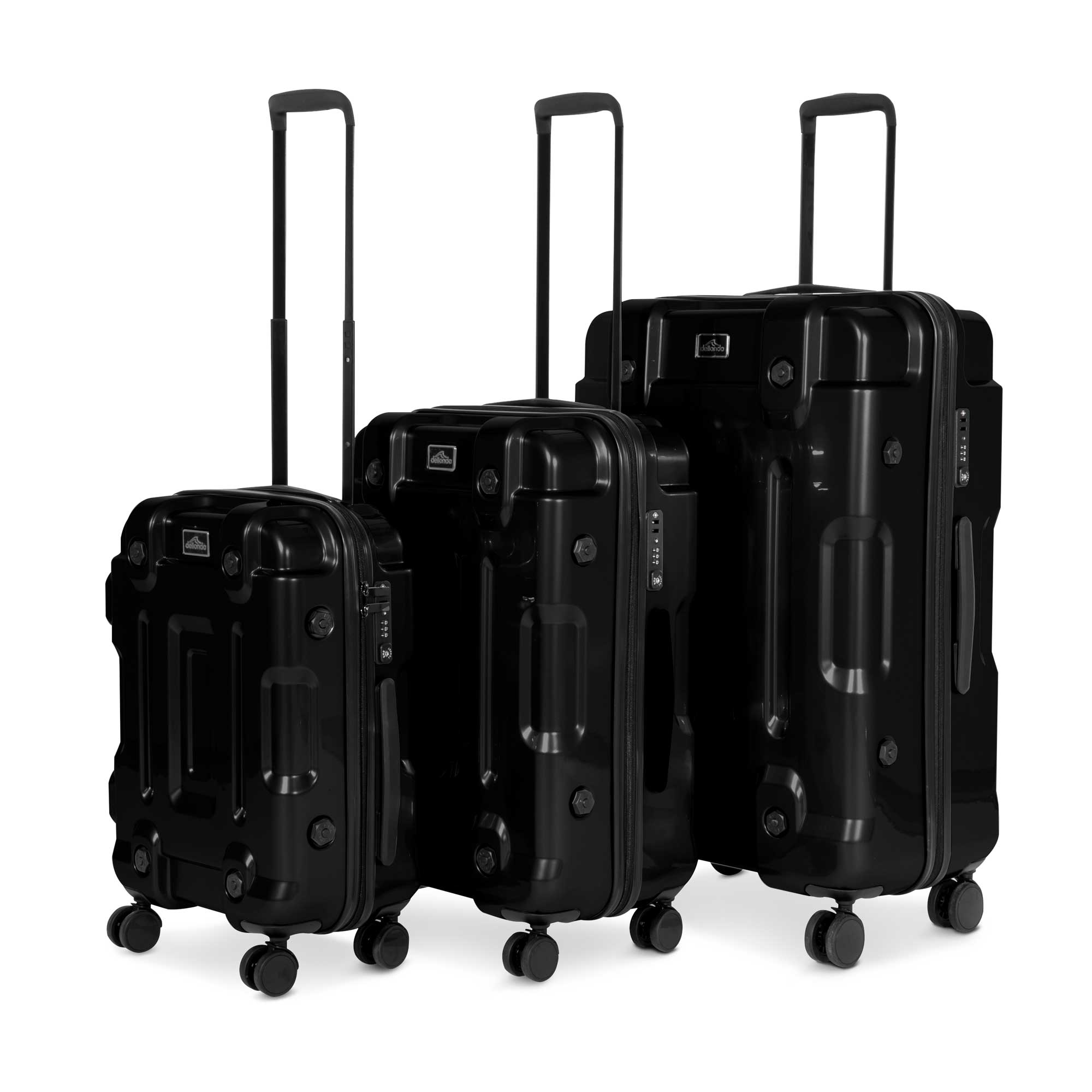 3-Piece Lightweight ABS/PC Luggage Set with TSA Locks  - 20", 24", 28" - Black - DL10