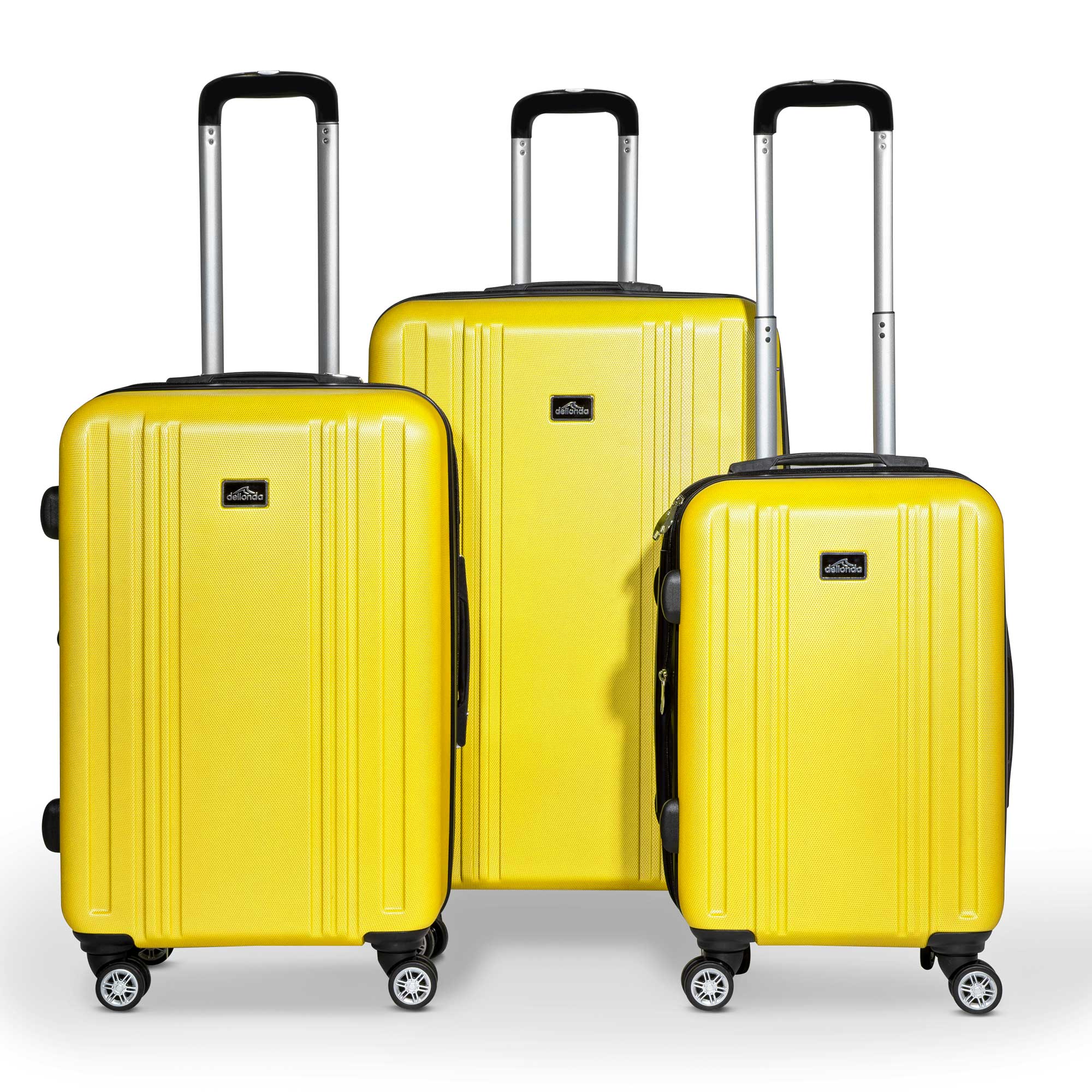 3-Piece Lightweight Luggage Suitcase Trolley Set ABS TSA Lock - Yellow - DL124