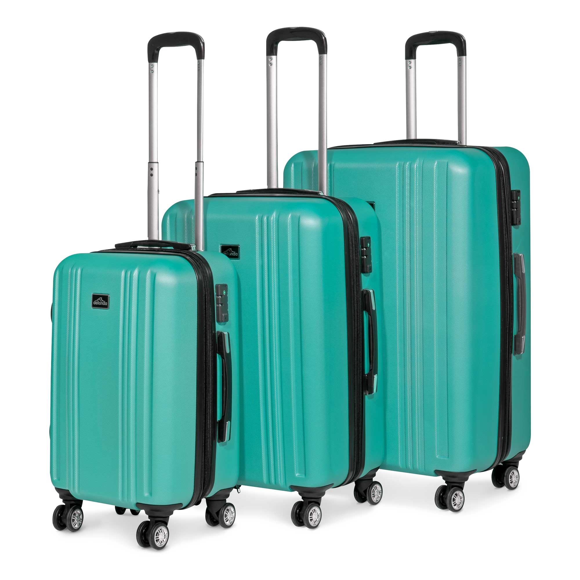 3-Piece Lightweight Luggage Suitcase Trolley Set ABS TSA Lock - Teal - DL126