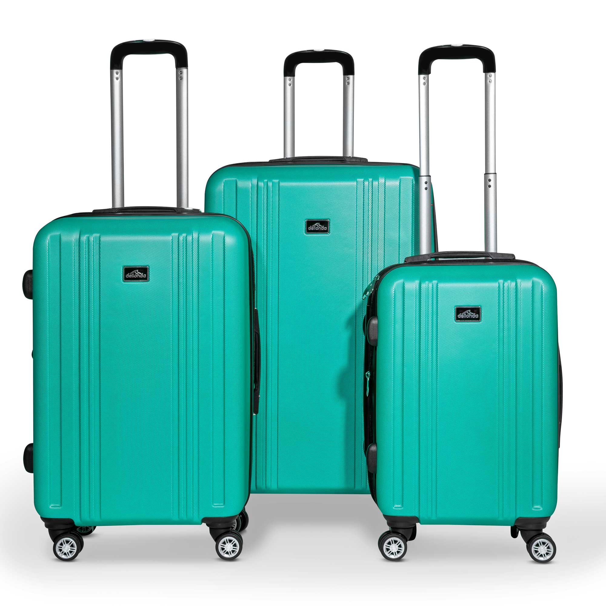 3 Piece Lightweight Luggage Suitcase Trolley Set ABS TSA Lock - Teal - DL126