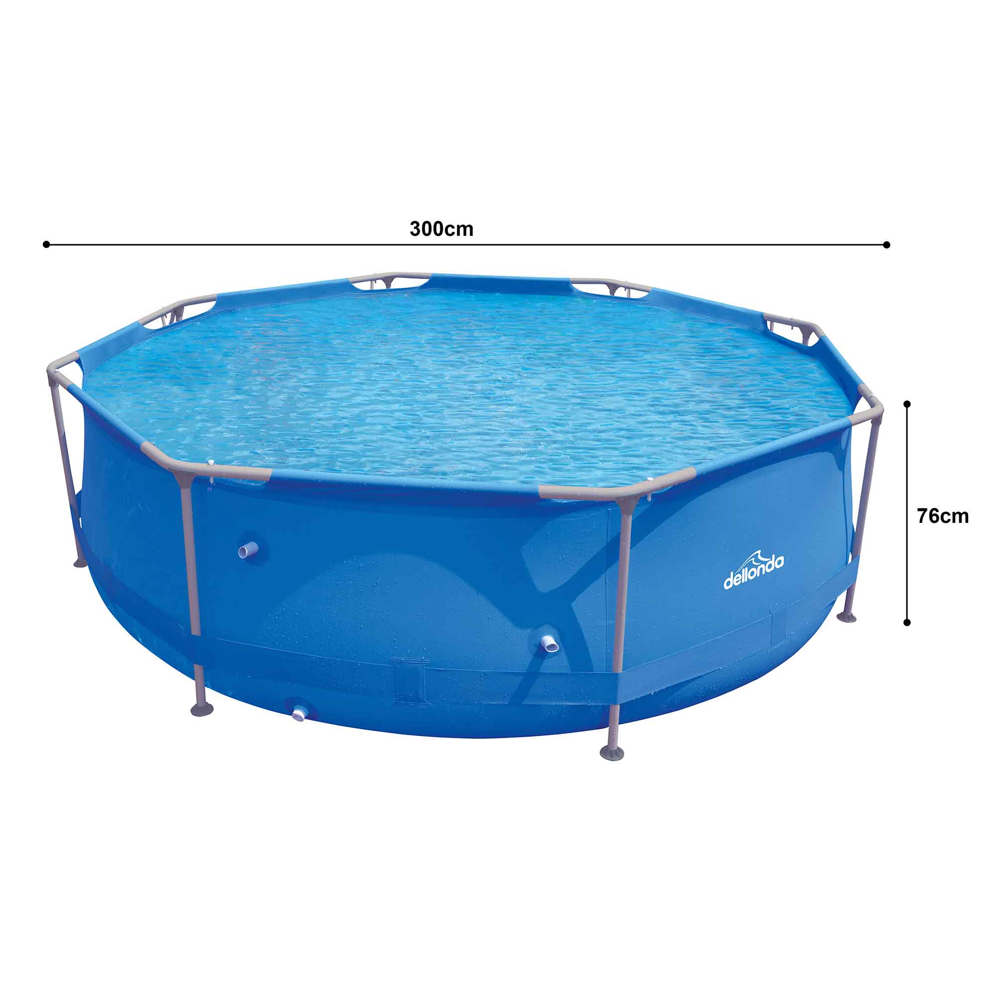 10ft Steel Frame Swimming Pool Round with Filter Pump, Blue - DL19 - Dellonda