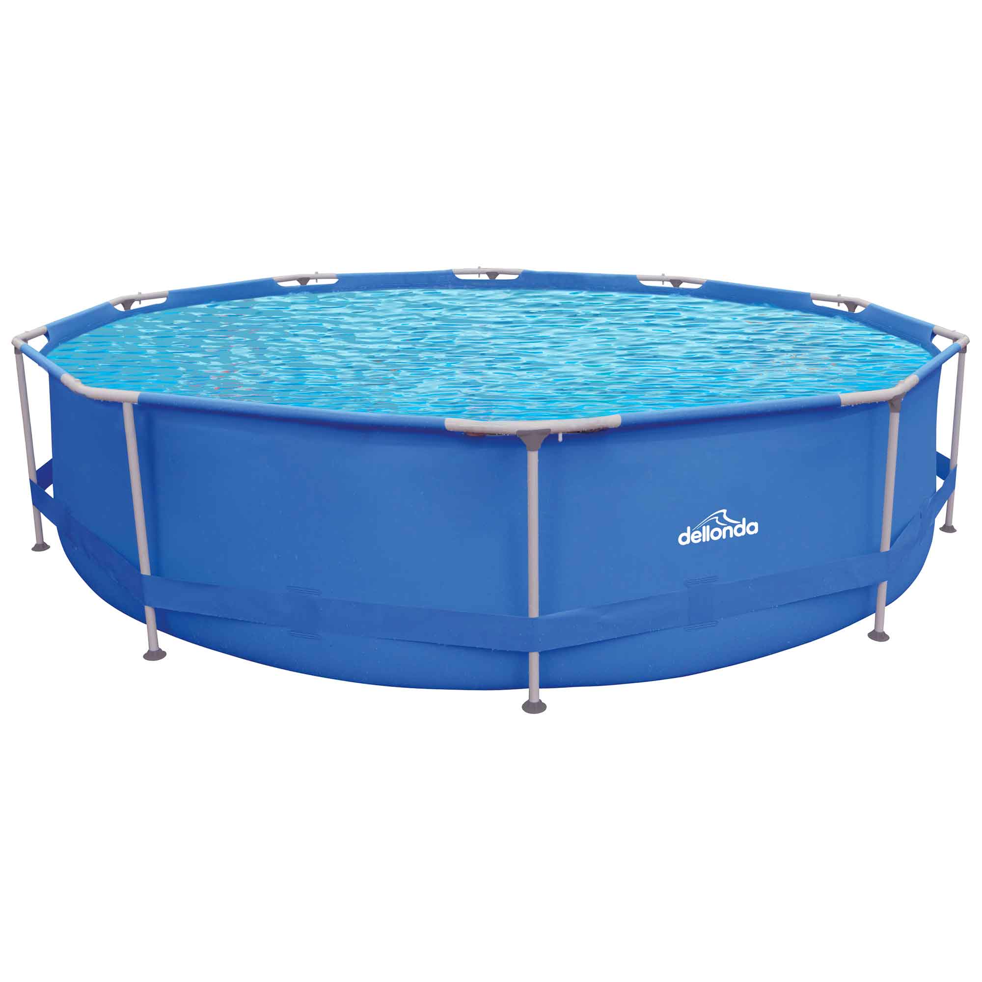 12ft Steel Frame Swimming Pool Round with Accessories, Blue - DL138 - Dellonda