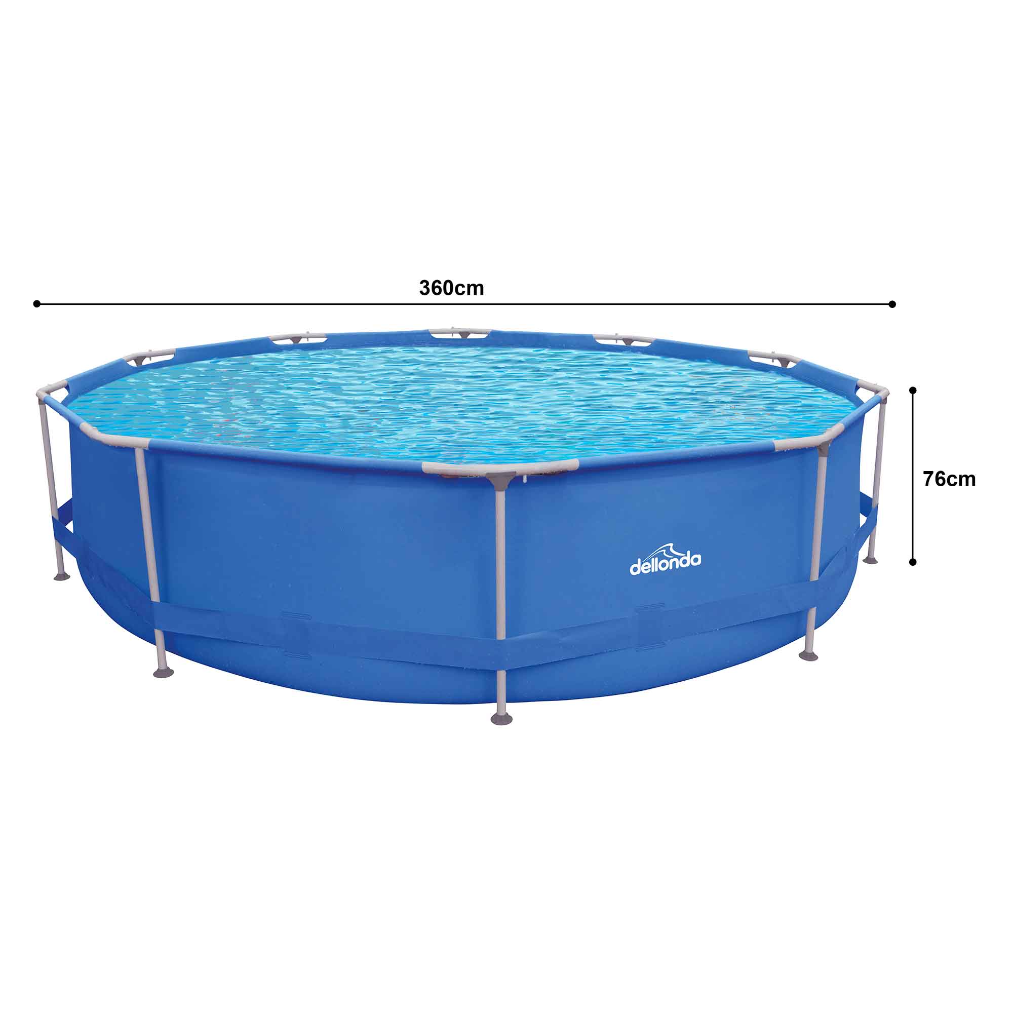 12ft Steel Frame Swimming Pool Round with Accessories, Blue - DL138 - Dellonda