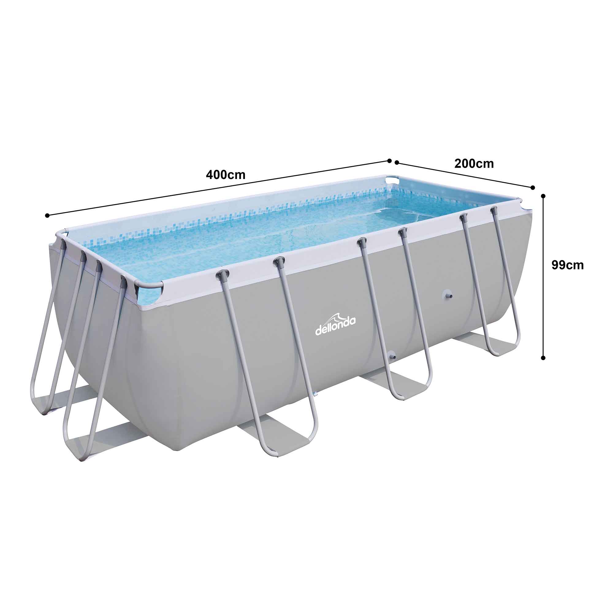 13ft Deluxe Steel Frame Swimming Pool Rectangular with Accessories - DL139 - Dellonda