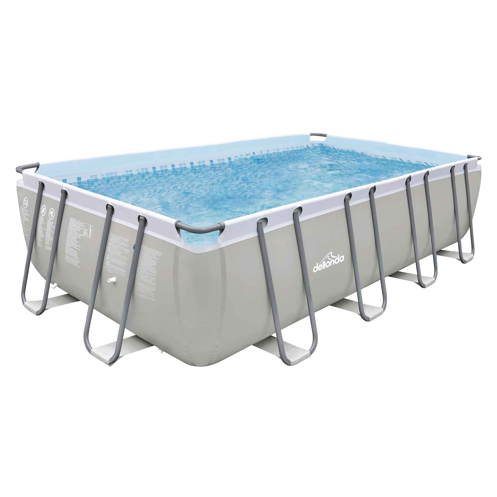 18ft Deluxe Steel Frame Swimming Pool, Rectangular with Accessories - DL140 - Dellonda