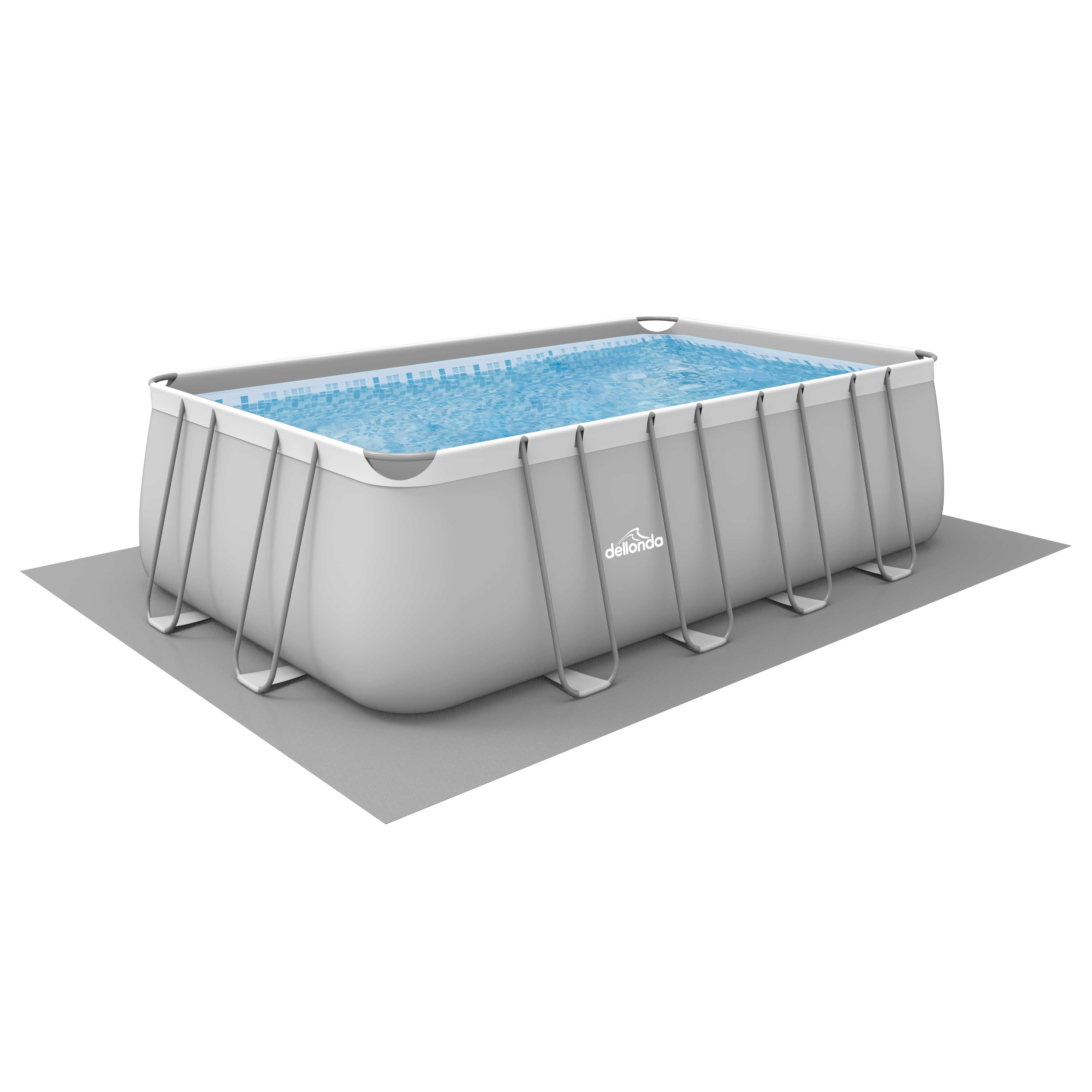 18ft Deluxe Steel Frame Swimming Pool, Rectangular with Accessories - DL140 - Dellonda