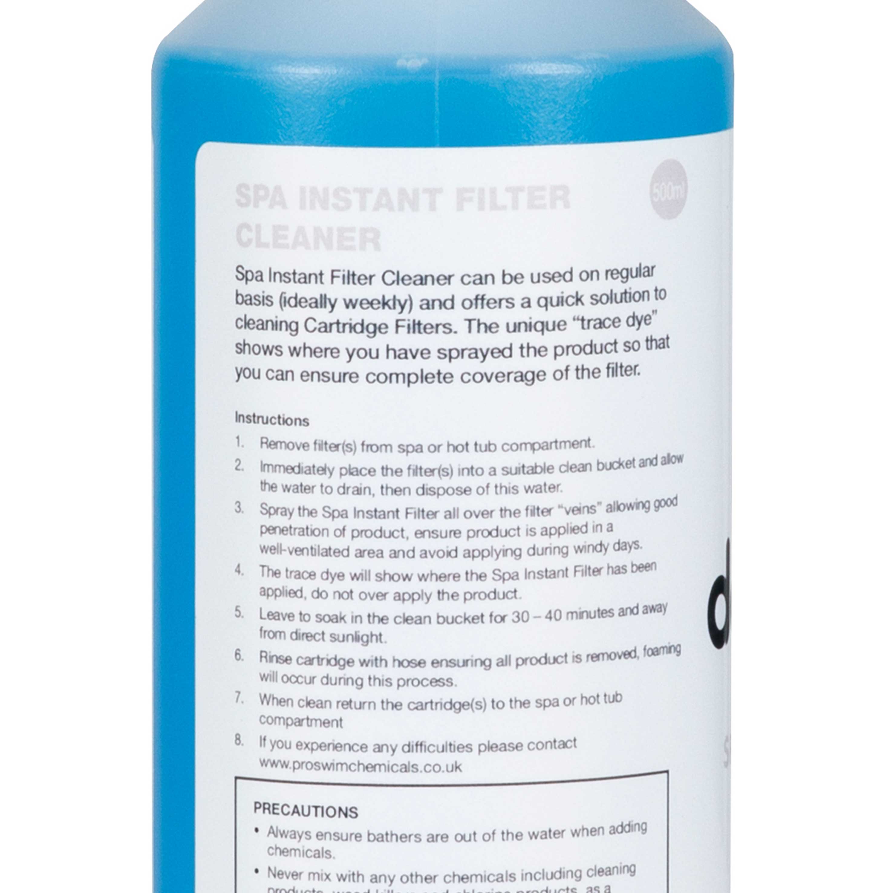 Universal Instant Cartridge Filter Cleaner for Hot Tubs/Spas & Swimming Pools 500ml