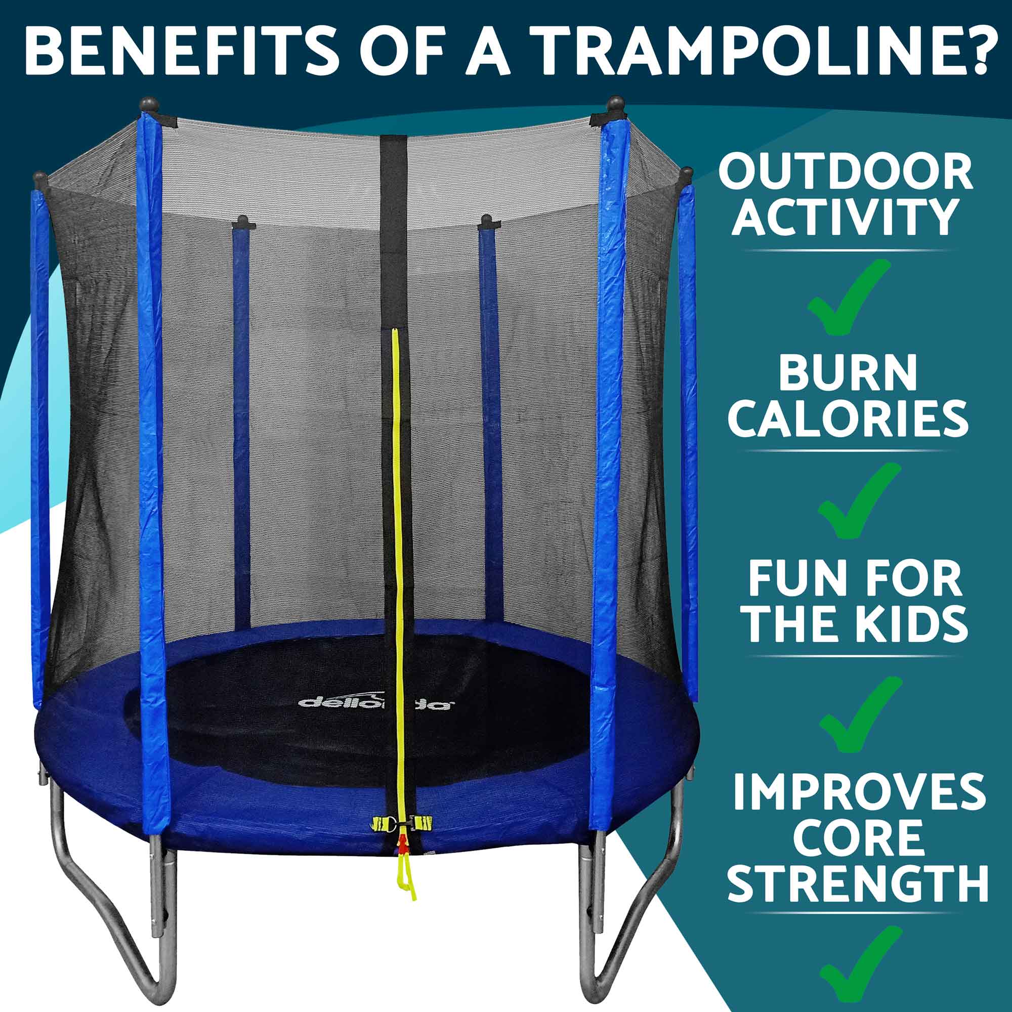 6ft Heavy Duty Outdoor Trampoline for Kids with Safety Enclosure Net - DL66 - Dellonda