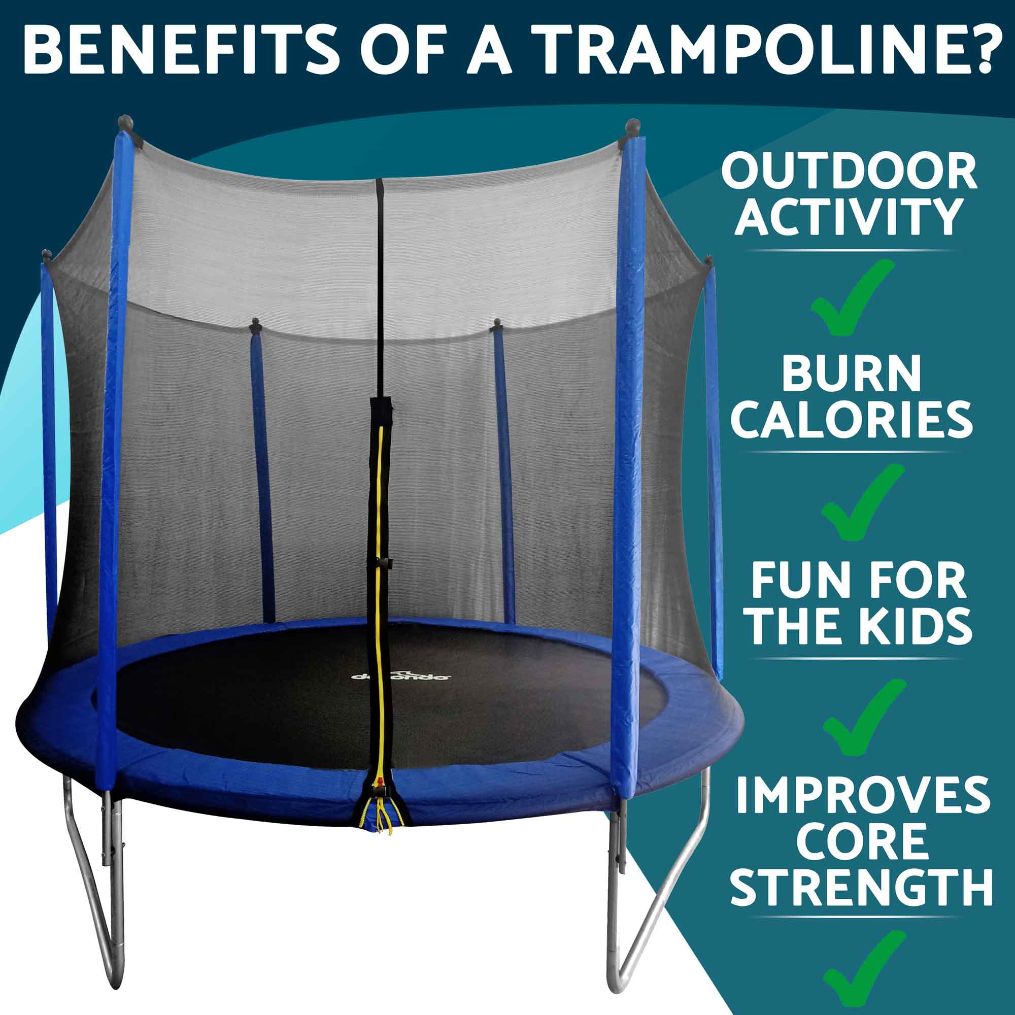 10ft Heavy-Duty Outdoor Trampoline For Kids with Safety Enclosure Net - DL68 - Dellonda