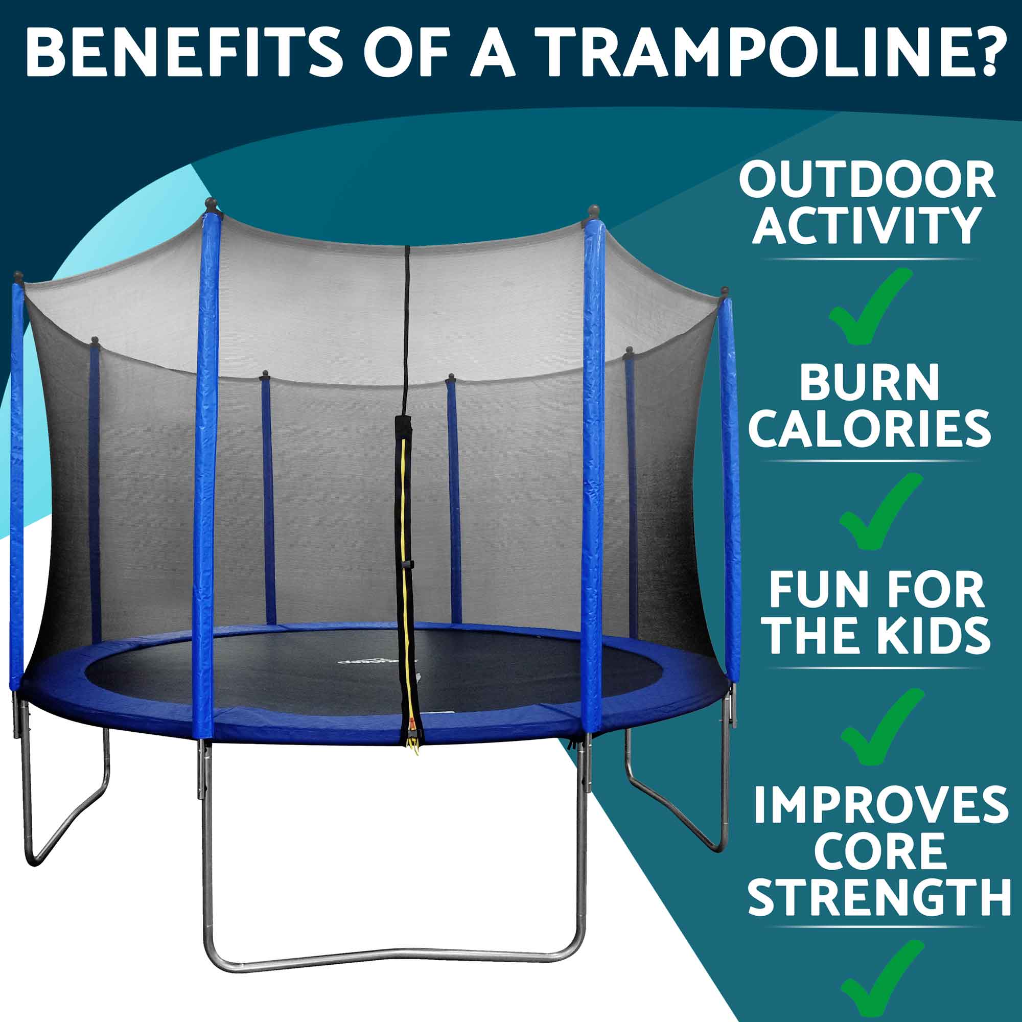 12ft Heavy-Duty Outdoor Trampoline for Kids with Safety Enclosure Net - DL69 - Dellonda