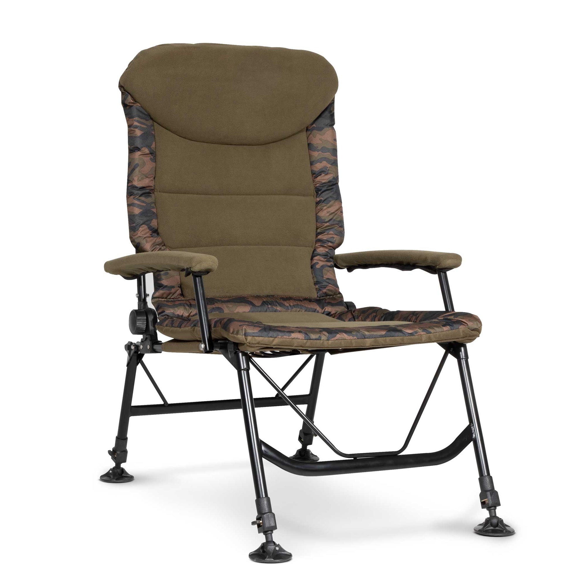 Deluxe Portable Fishing Chair, Reclining, Padded Armrests, Adjustable, Rotating Feet - DL73