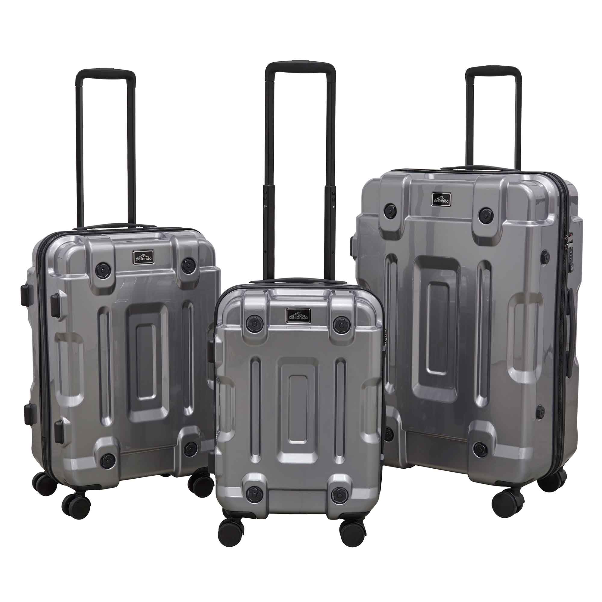 3-Piece Lightweight ABS/PC Luggage Set with TSA Lock  - 20", 24", 28" - Silver - DL9 - Dellonda