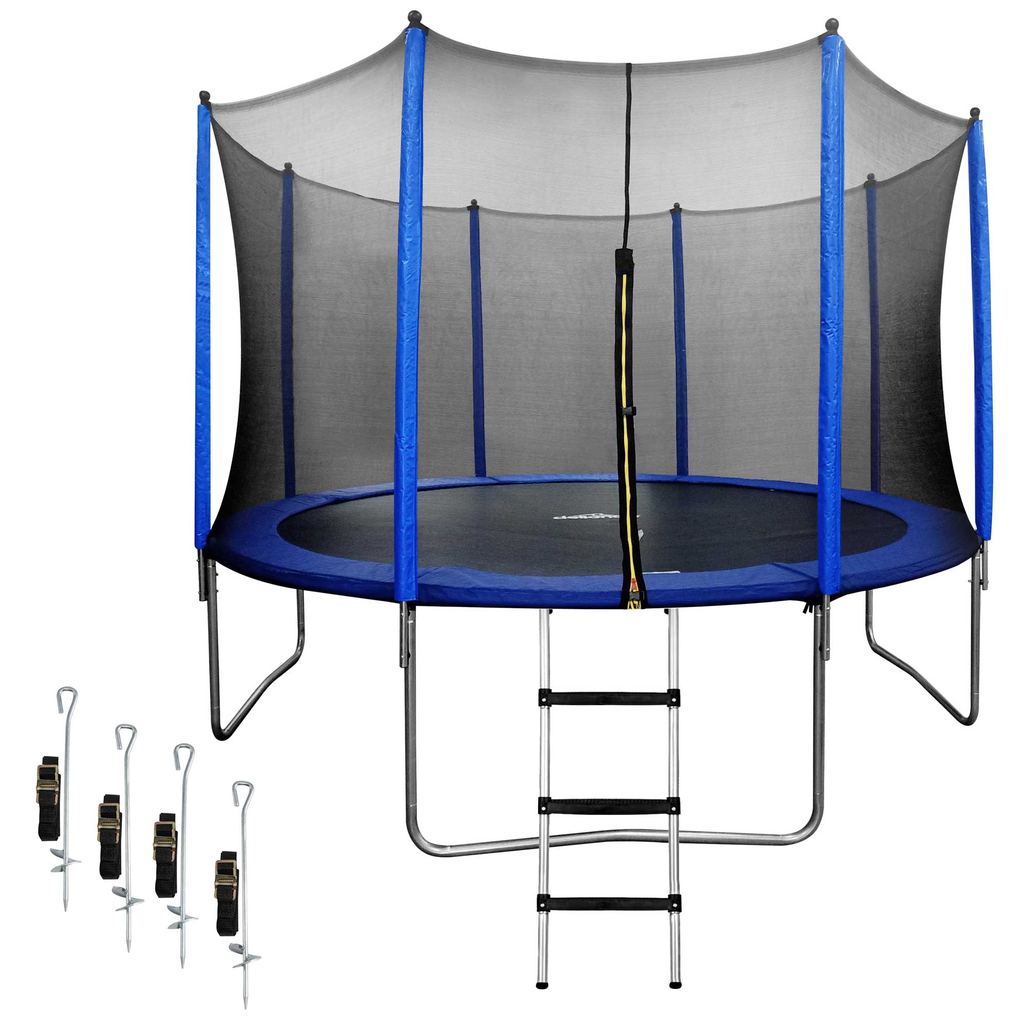 12ft Heavy-Duty Outdoor Trampoline for Kids with Safety Enclosure Net, Anchor Kit and Ladder - DL95 - Dellonda