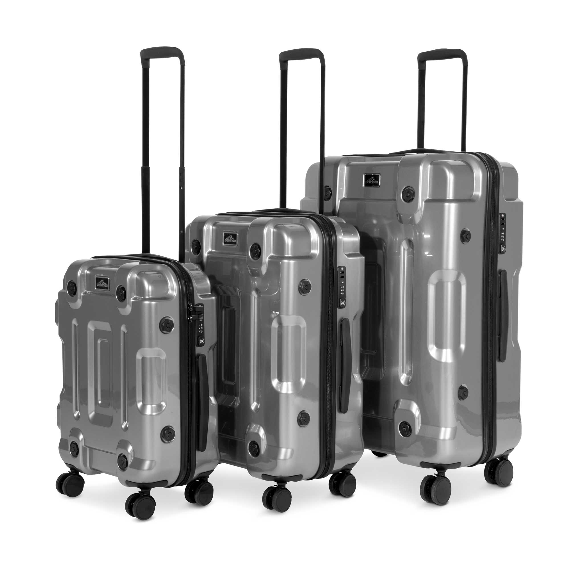 3-Piece Lightweight Luggage Set with TSA Lock, ABS/PC - 20", 24", 28" - Silver - DL9