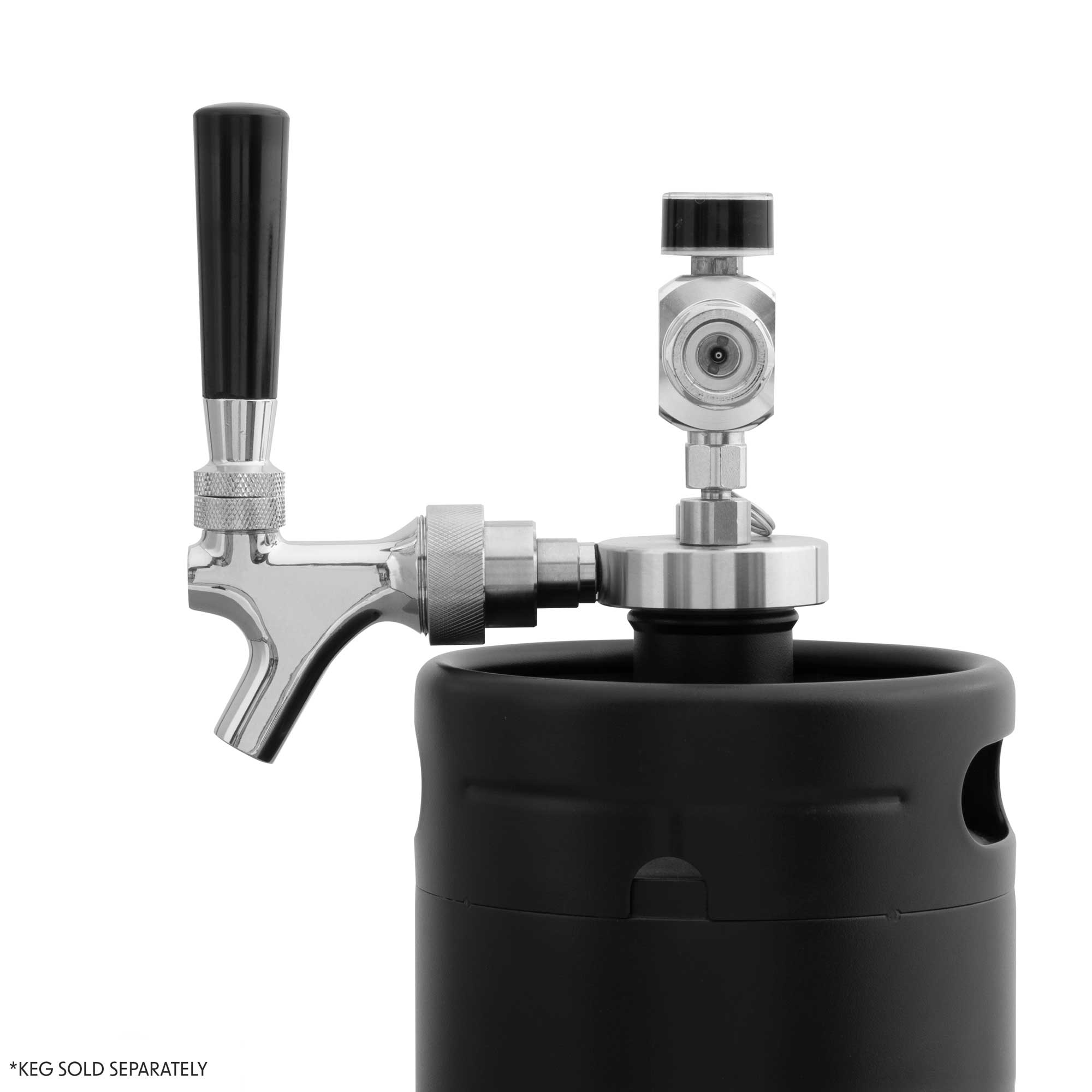 Baridi UK Style Beer Tap with CO2 Regulator for Baridi Stainless Steel Growler Kegs - DH102 - Dellonda